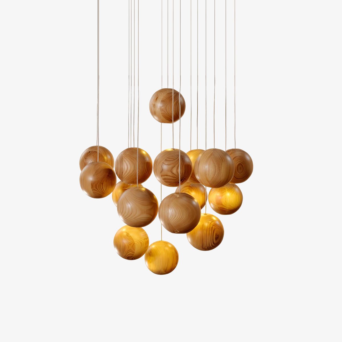 Vixor Nordic Orb Sphere Cluster Wooden Pendant Light-Neutral Decor