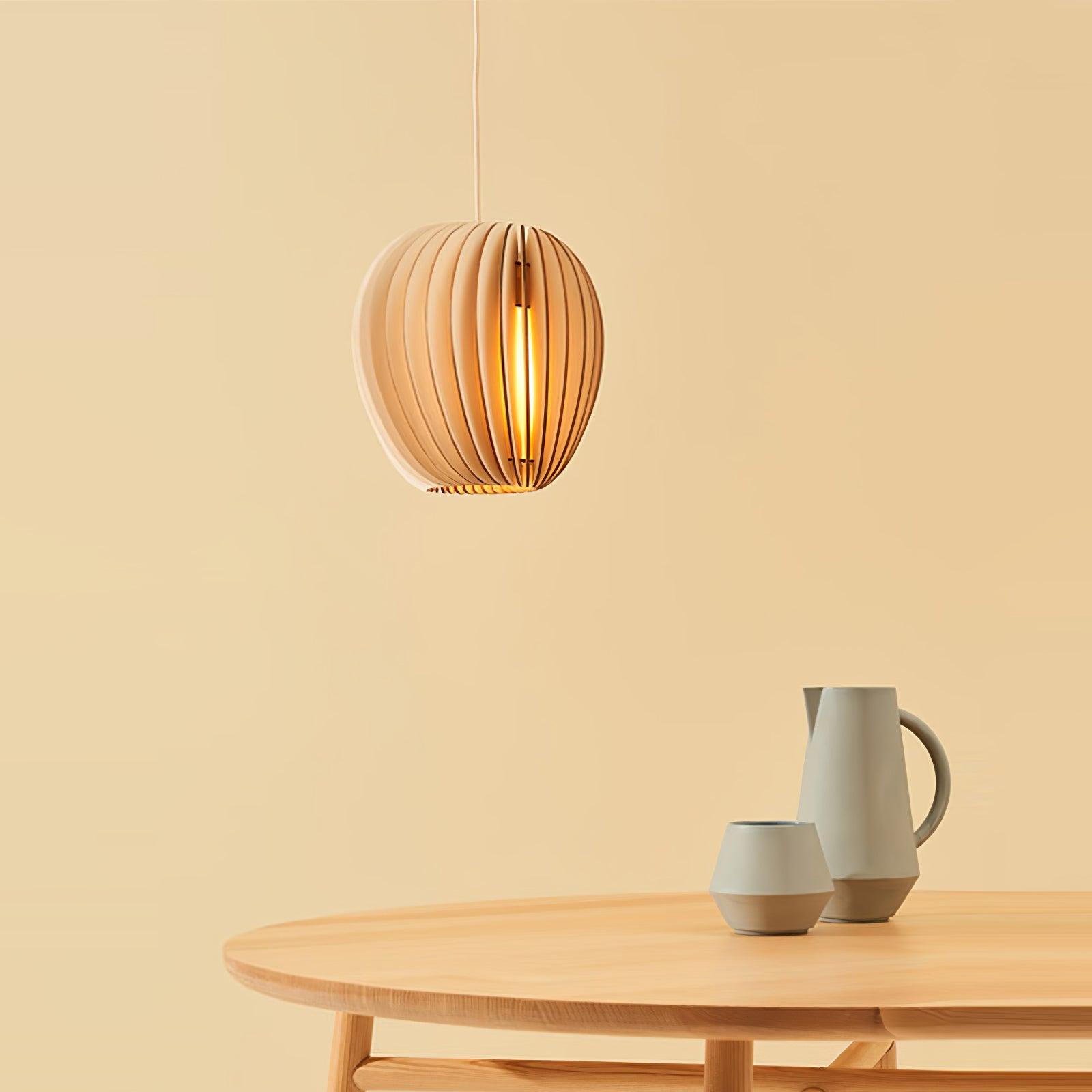 Jior Elegance Unique Orb Wooden Pendant Lamp-Neutral Decor