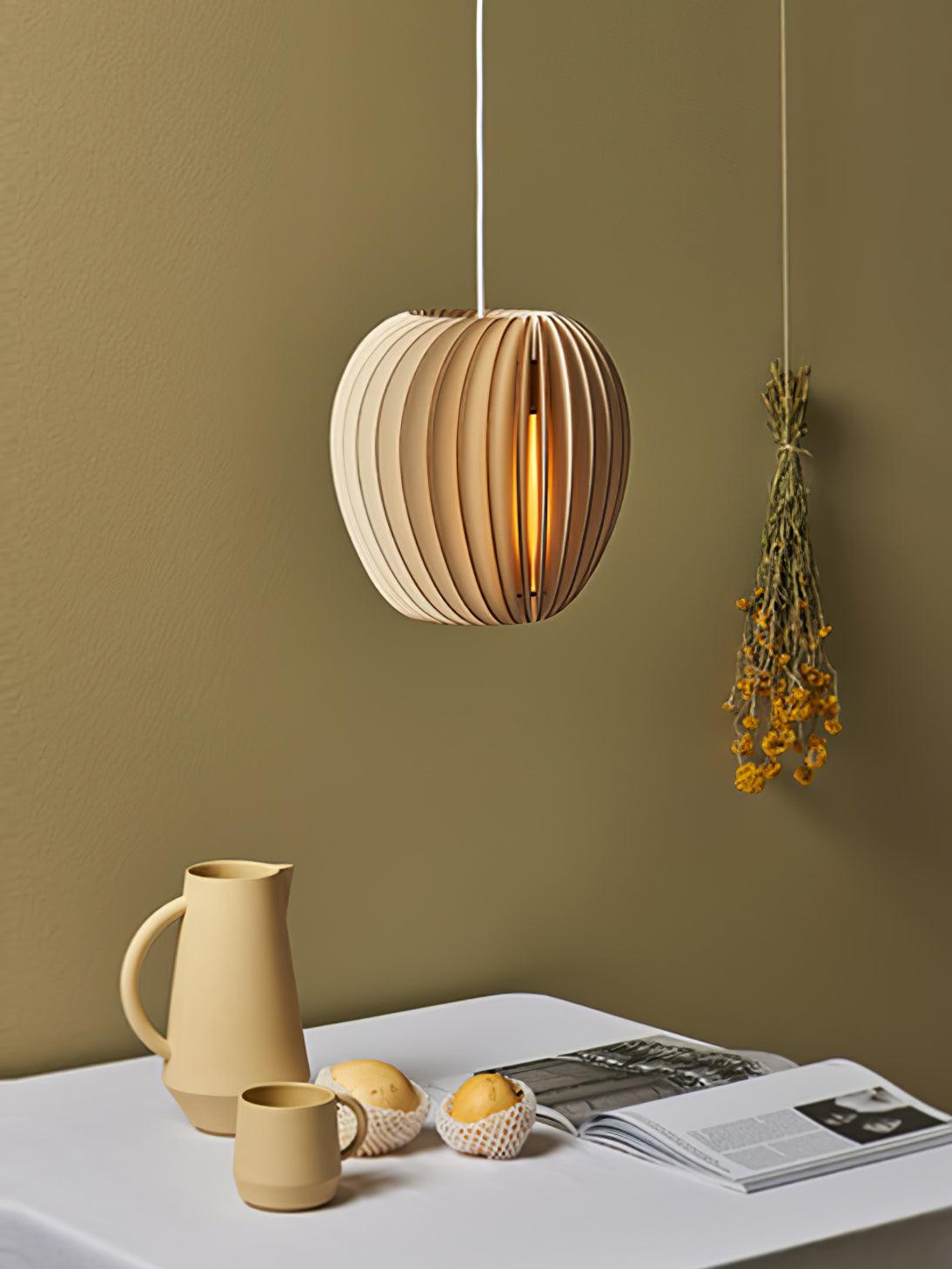 Jior Elegance Unique Orb Wooden Pendant Lamp-Neutral Decor