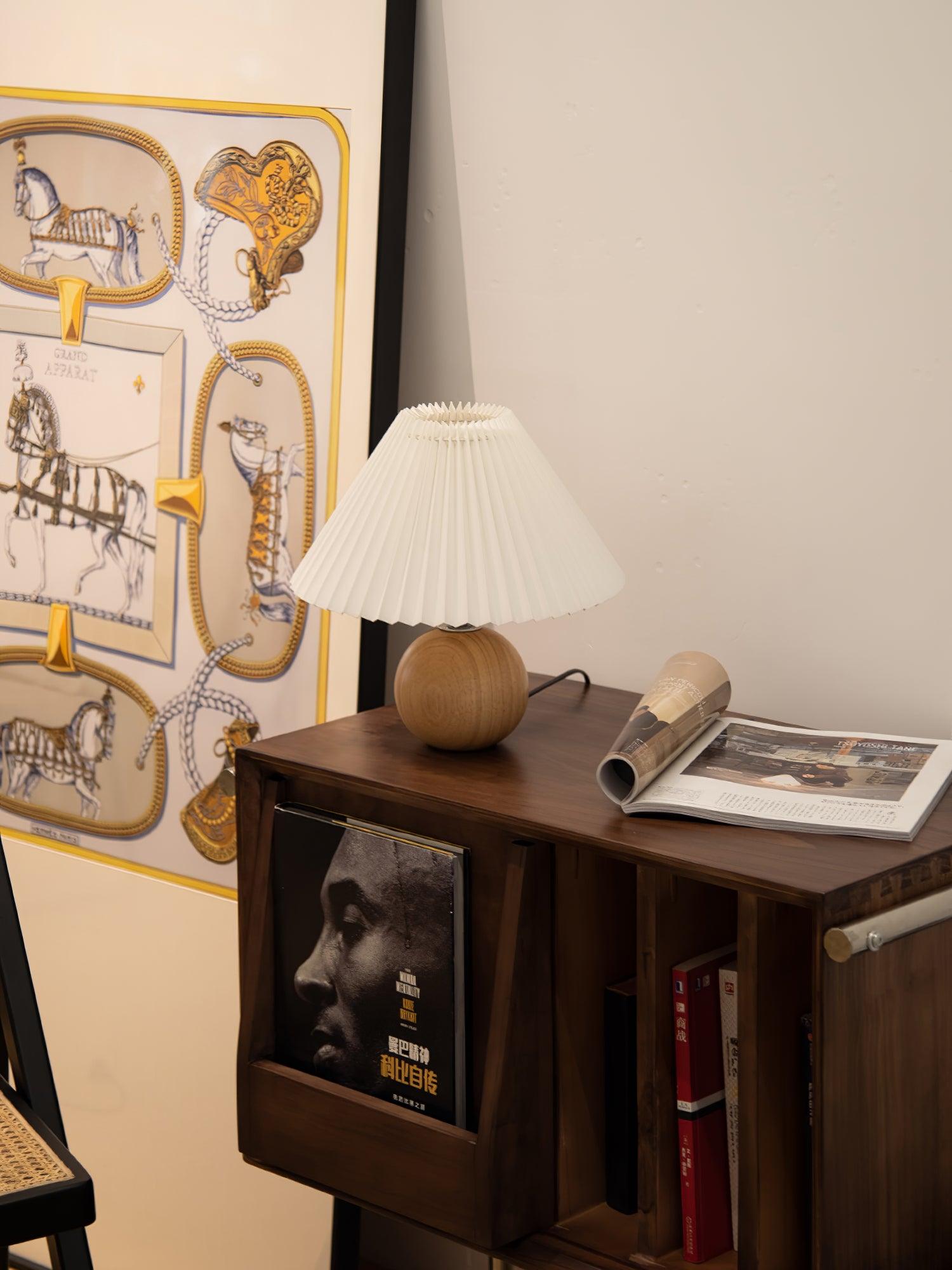 Zesilon Wooden Ball Table Lamp-Neutral Decor
