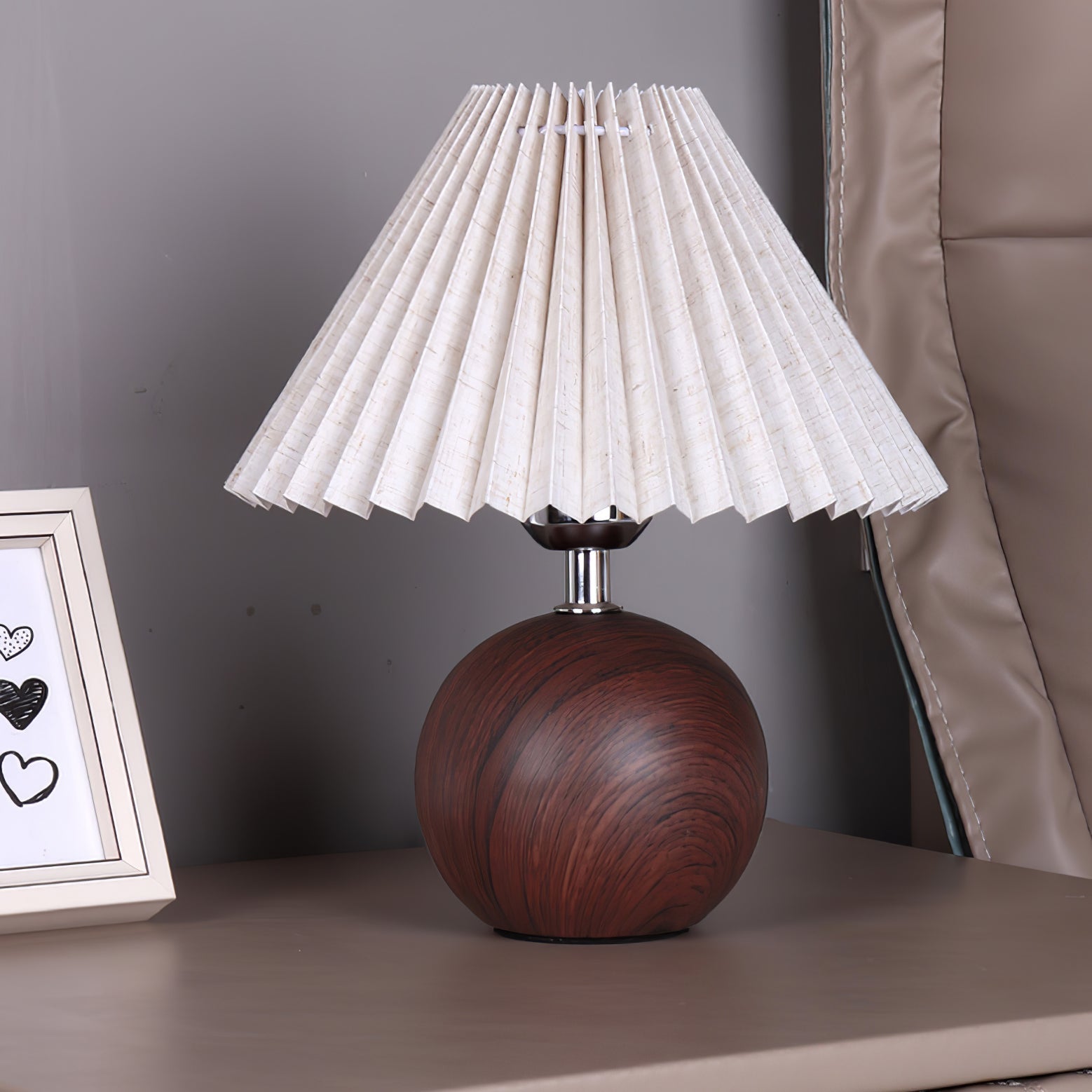 Zesilon Wooden Ball Table Lamp-Neutral Decor