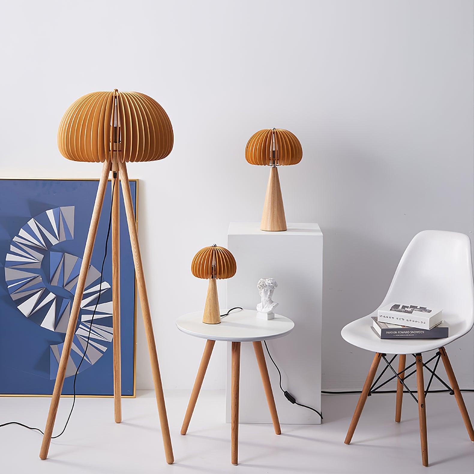 Zetalyre Wooden Tripod Floor Lamp-Neutral Decor