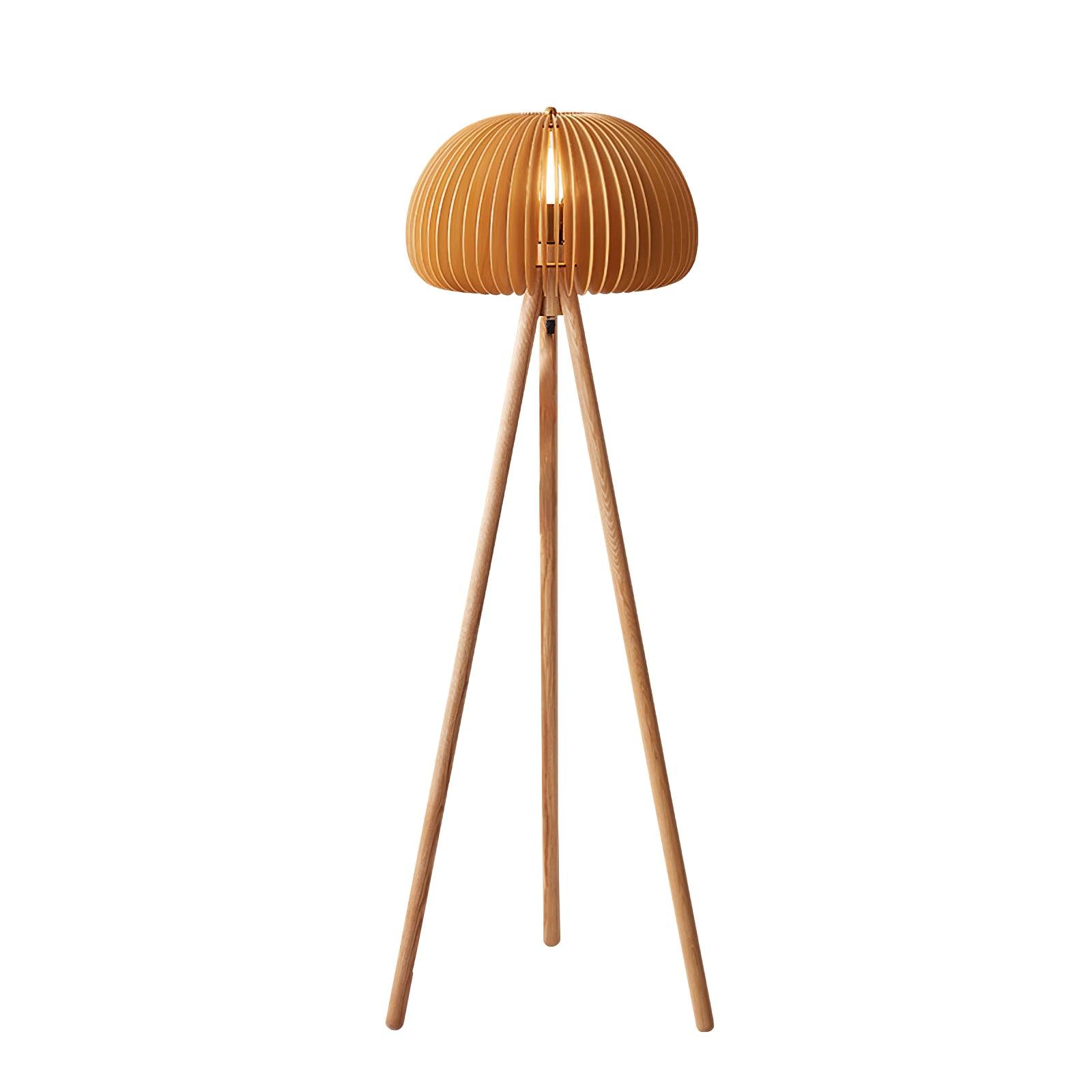 Zetalyre Wooden Tripod Floor Lamp-Neutral Decor