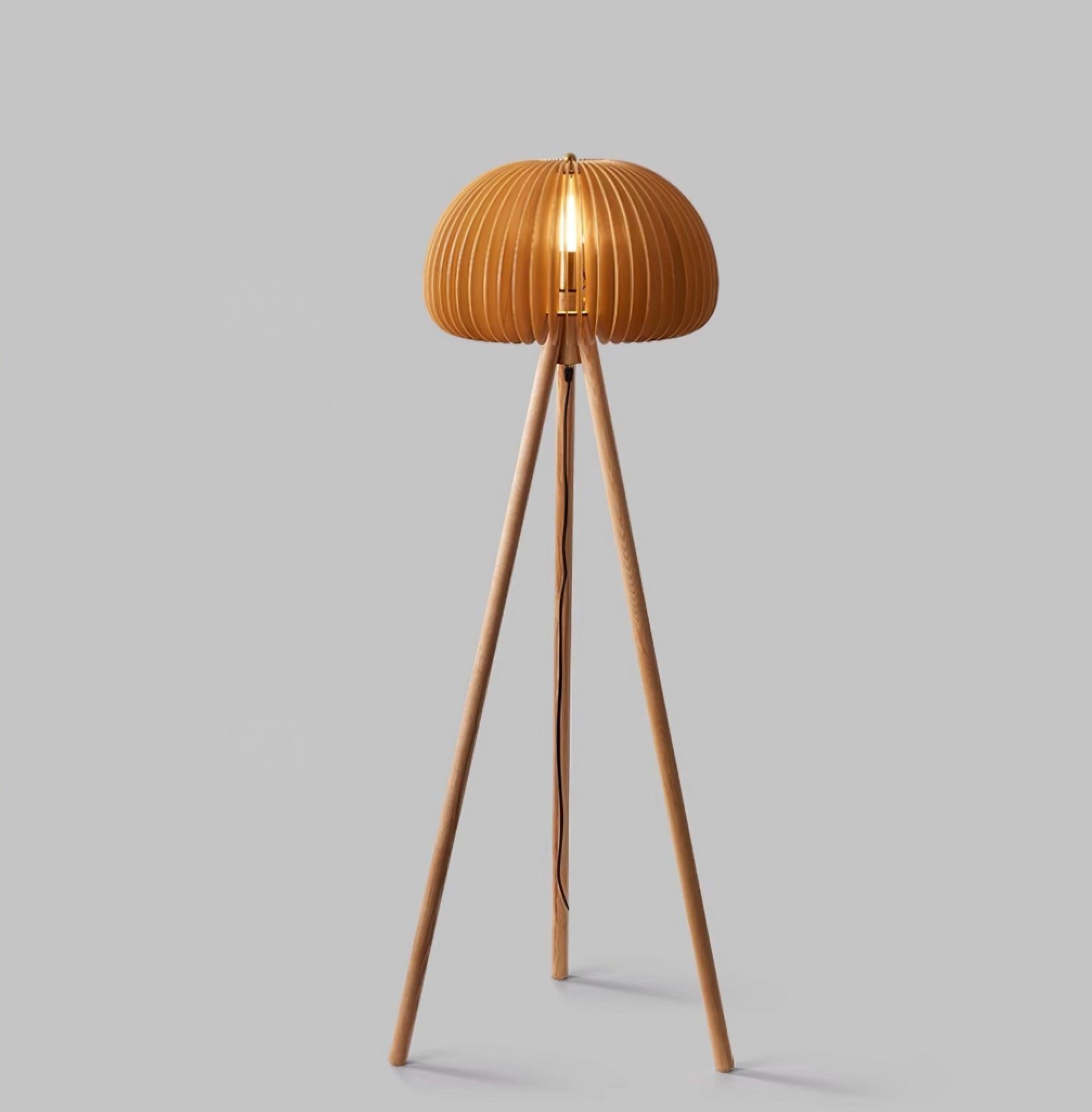 Zetalyre Wooden Tripod Floor Lamp-Neutral Decor