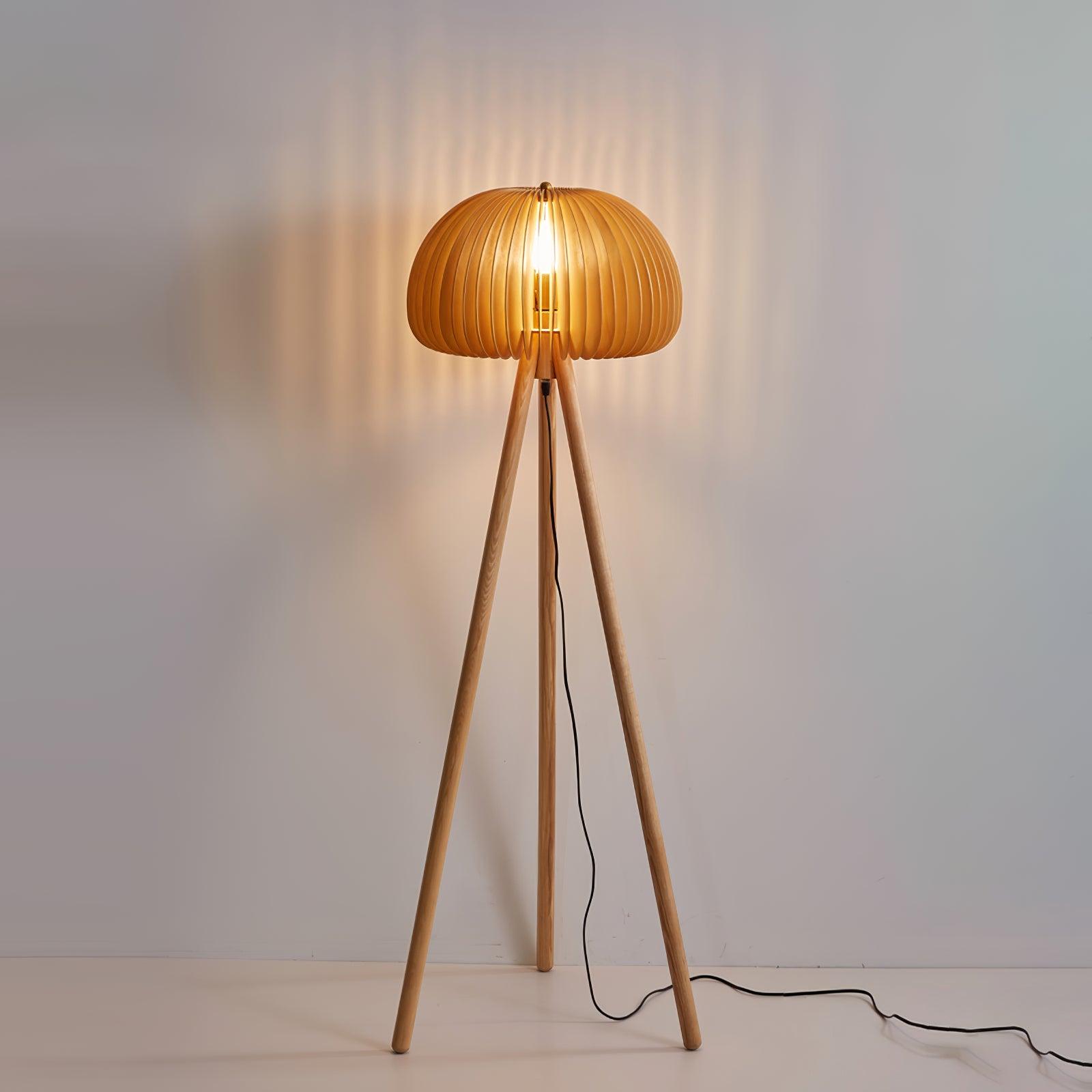 Zetalyre Wooden Tripod Floor Lamp-Neutral Decor