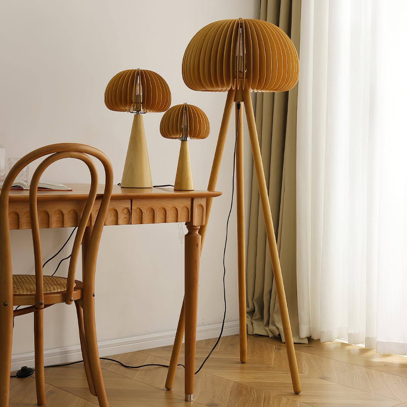 Zetalyre Wooden Tripod Floor Lamp-Neutral Decor