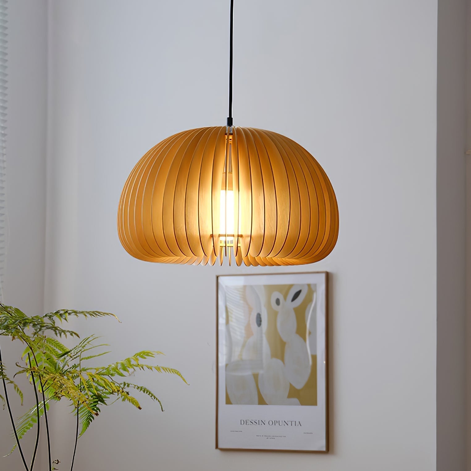 Doren Pendant Lamp Wood Pumpkin Dome Nordic-Neutral Decor