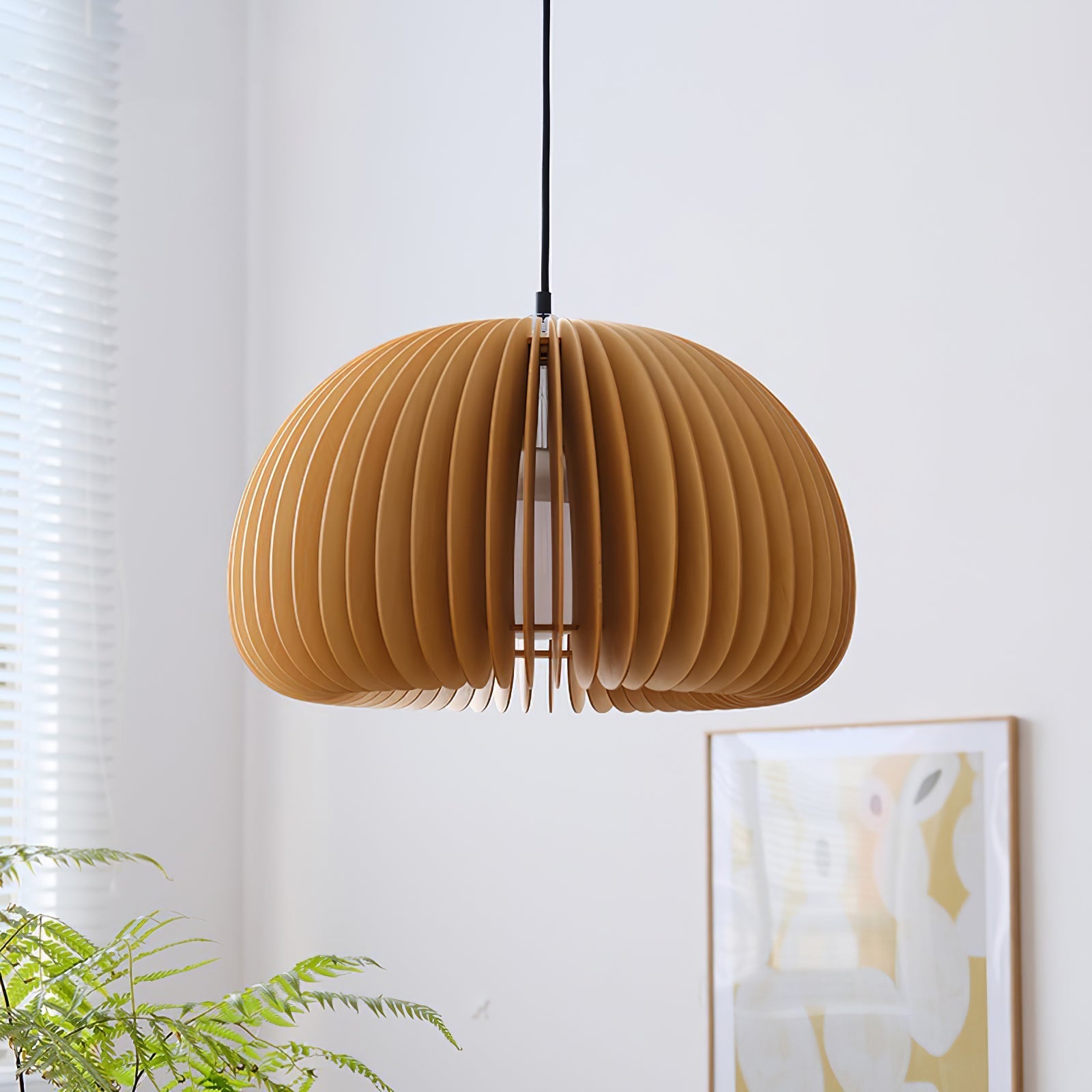 Doren Pendant Lamp Wood Pumpkin Dome Nordic-Neutral Decor