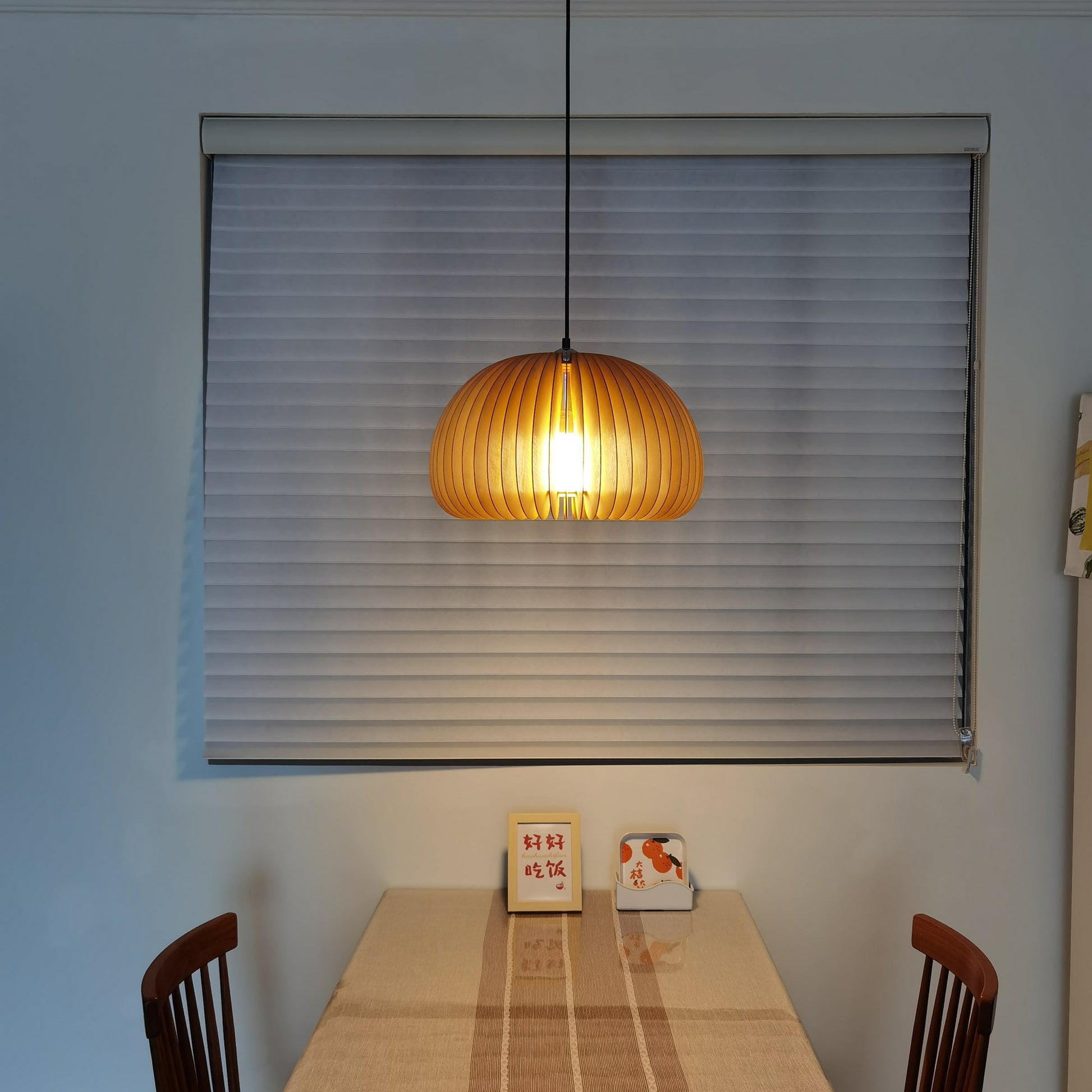Doren Pendant Lamp Wood Pumpkin Dome Nordic-Neutral Decor