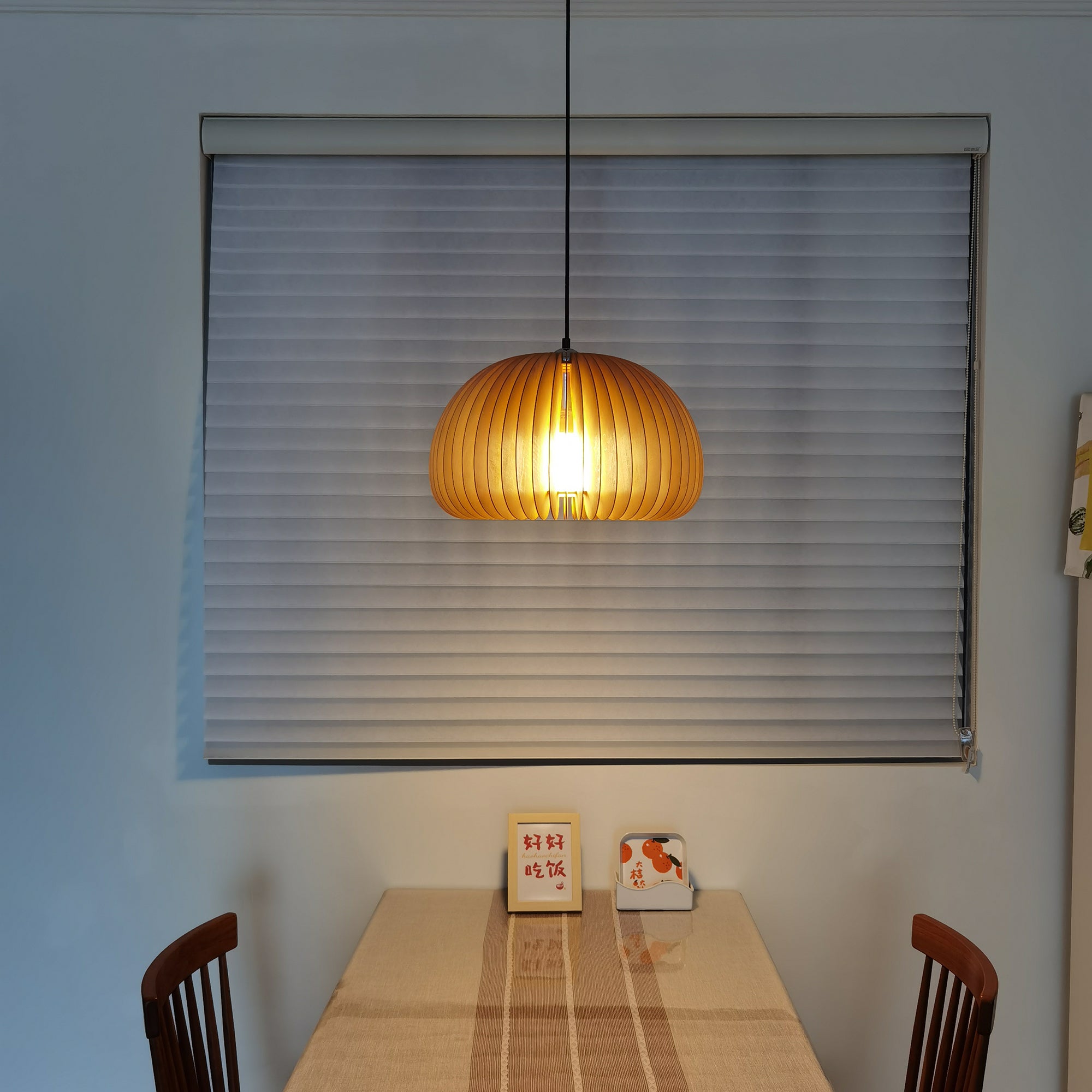 Doren Pendant Lamp Wood Pumpkin Dome Nordic-Neutral Decor
