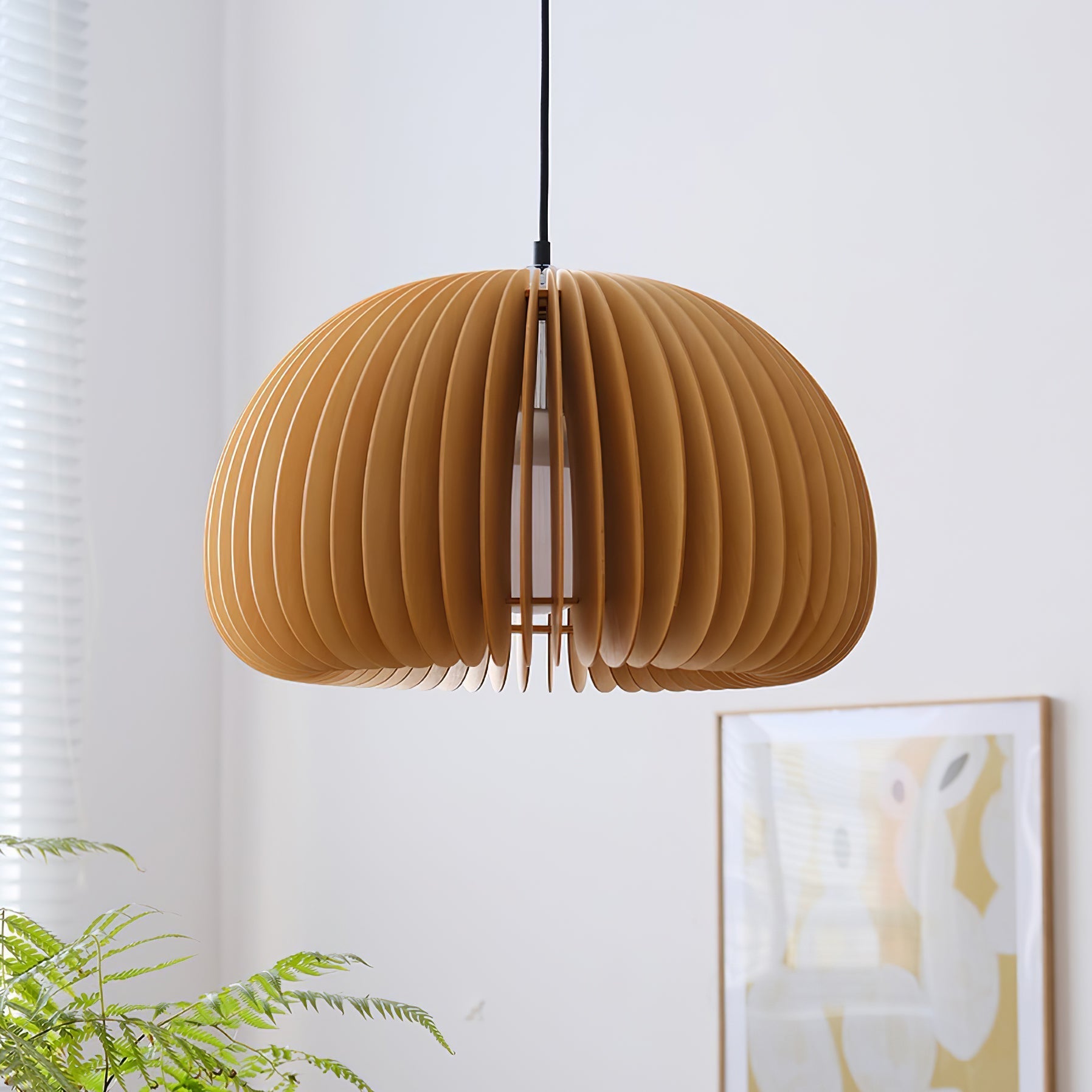 Doren Pendant Lamp Wood Pumpkin Dome Nordic-Neutral Decor