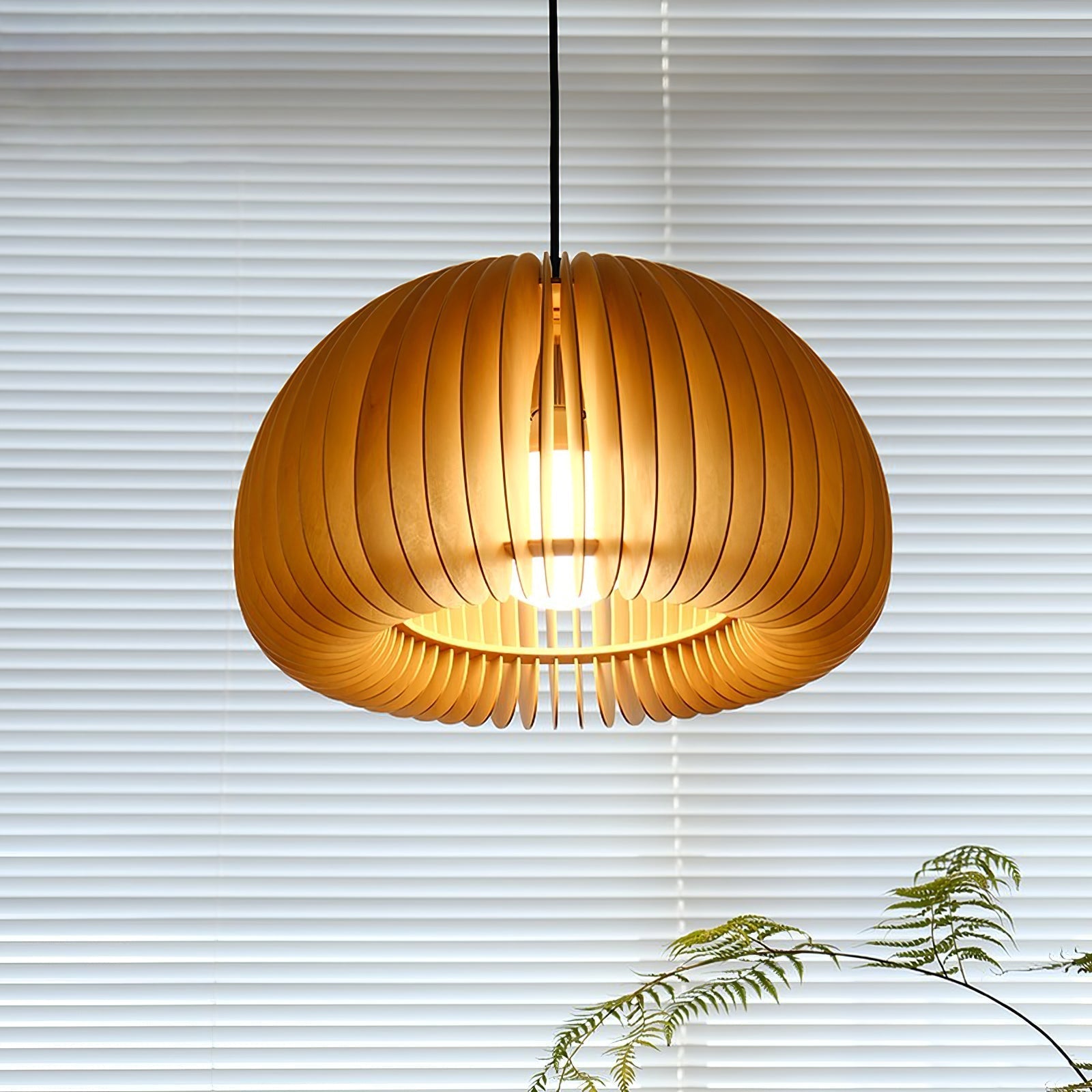 Doren Pendant Lamp Wood Pumpkin Dome Nordic-Neutral Decor