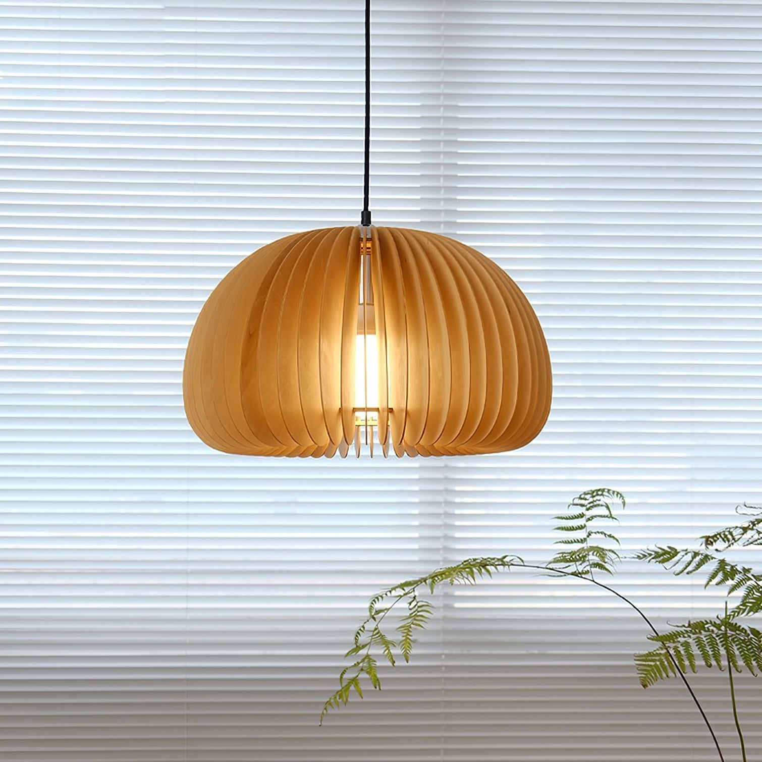 Doren Pendant Lamp Wood Pumpkin Dome Nordic-Neutral Decor