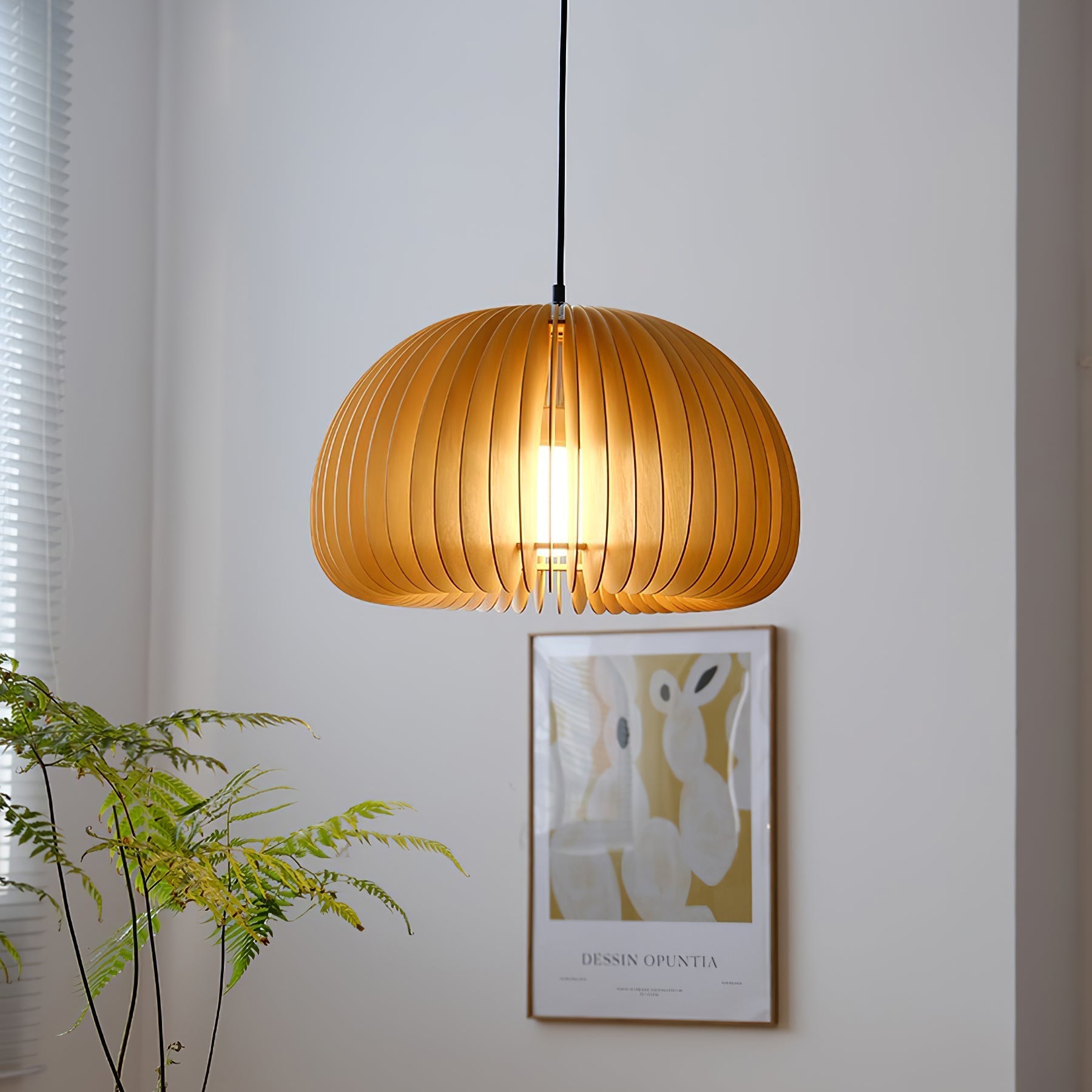 Doren Pendant Lamp Wood Pumpkin Dome Nordic-Neutral Decor
