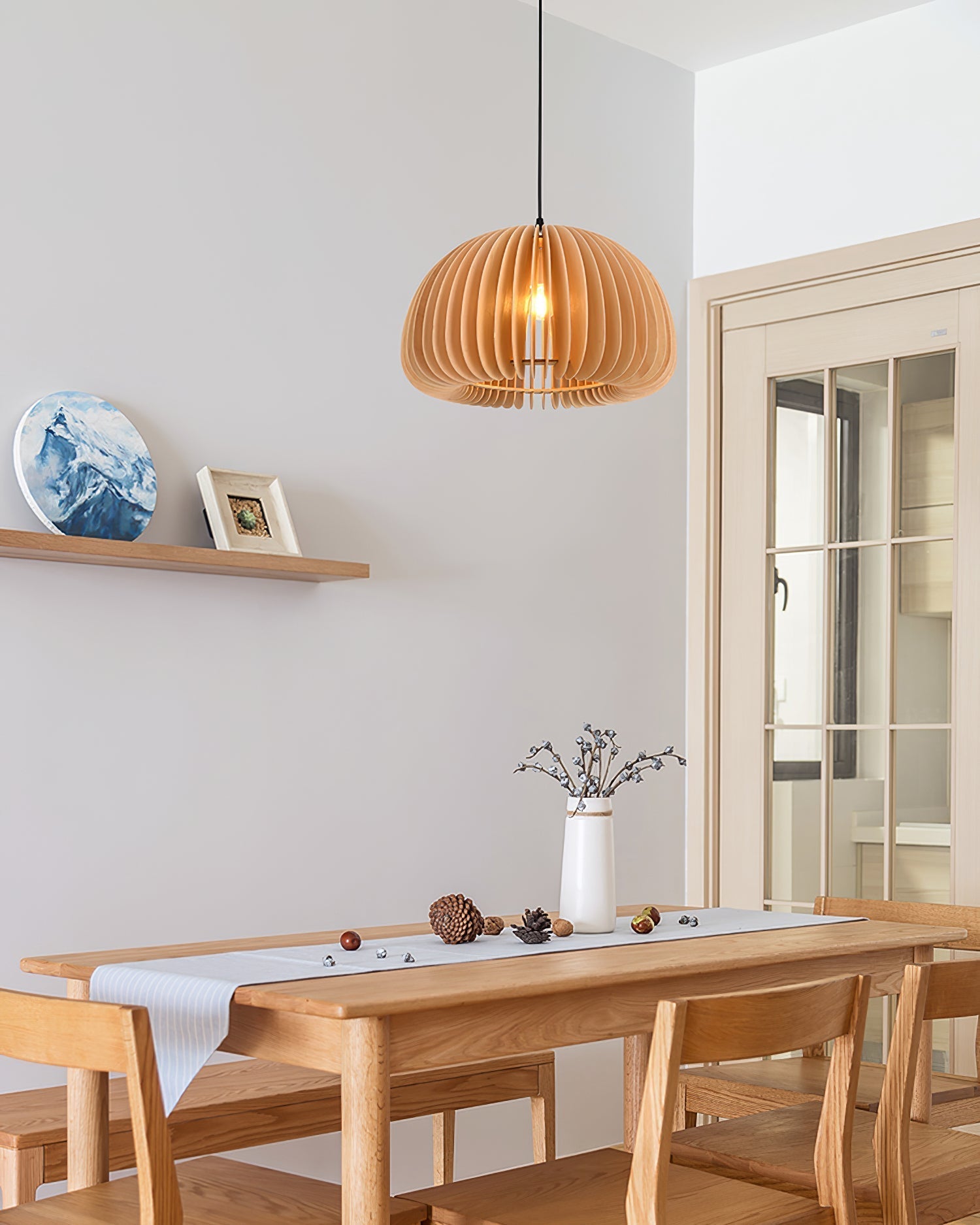 Doren Pendant Lamp Wood Pumpkin Dome Nordic-Neutral Decor