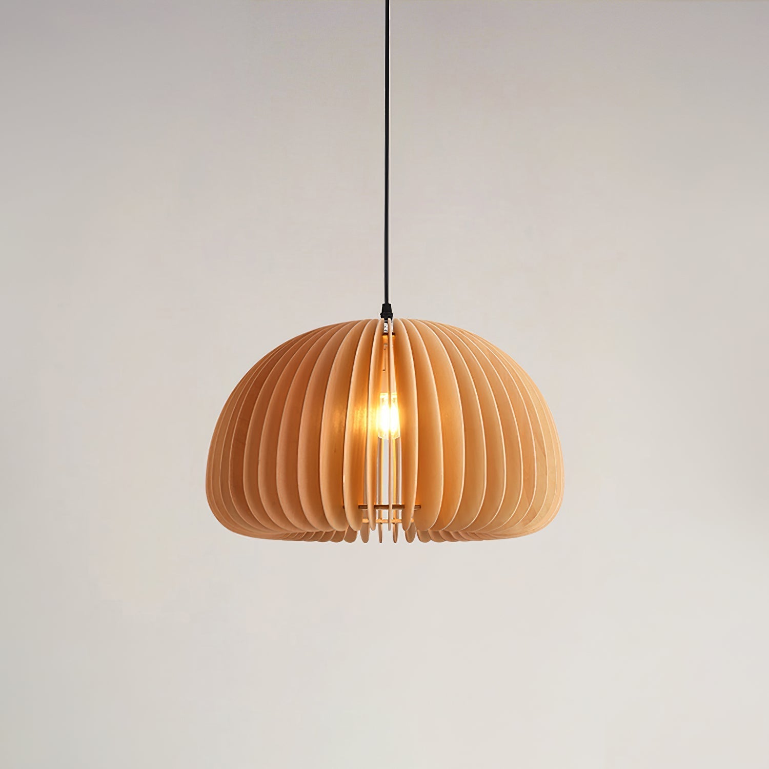 Doren Pendant Lamp Wood Pumpkin Dome Nordic-Neutral Decor