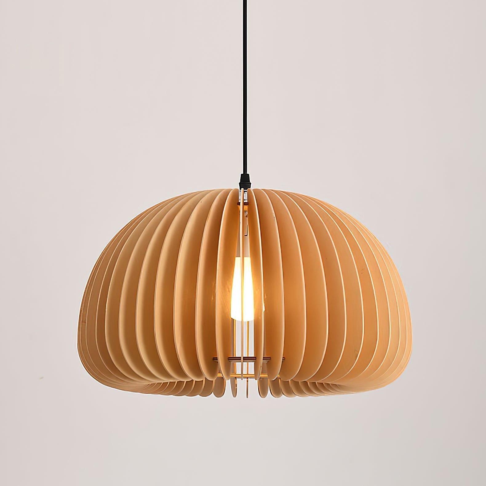 Doren Pendant Lamp Wood Pumpkin Dome Nordic-Neutral Decor
