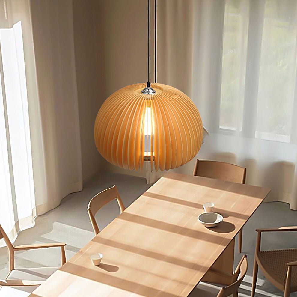 Doren Pendant Lamp Wood Pumpkin Dome Nordic-Neutral Decor