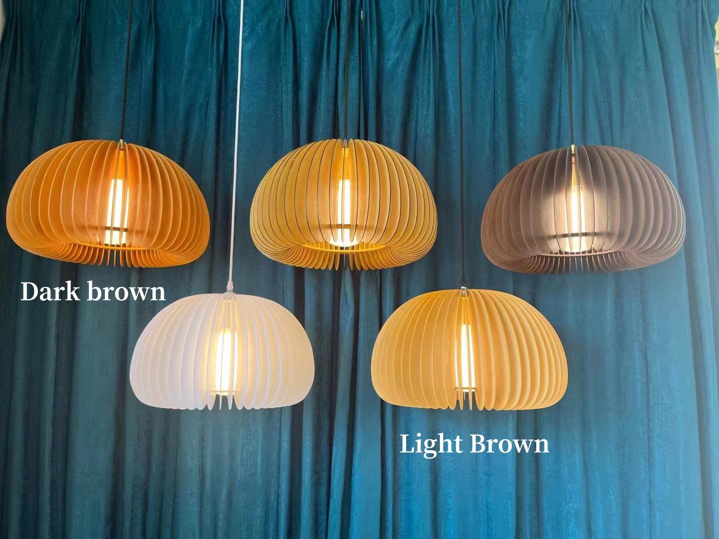 Doren Pendant Lamp Wood Pumpkin Dome Nordic-Neutral Decor