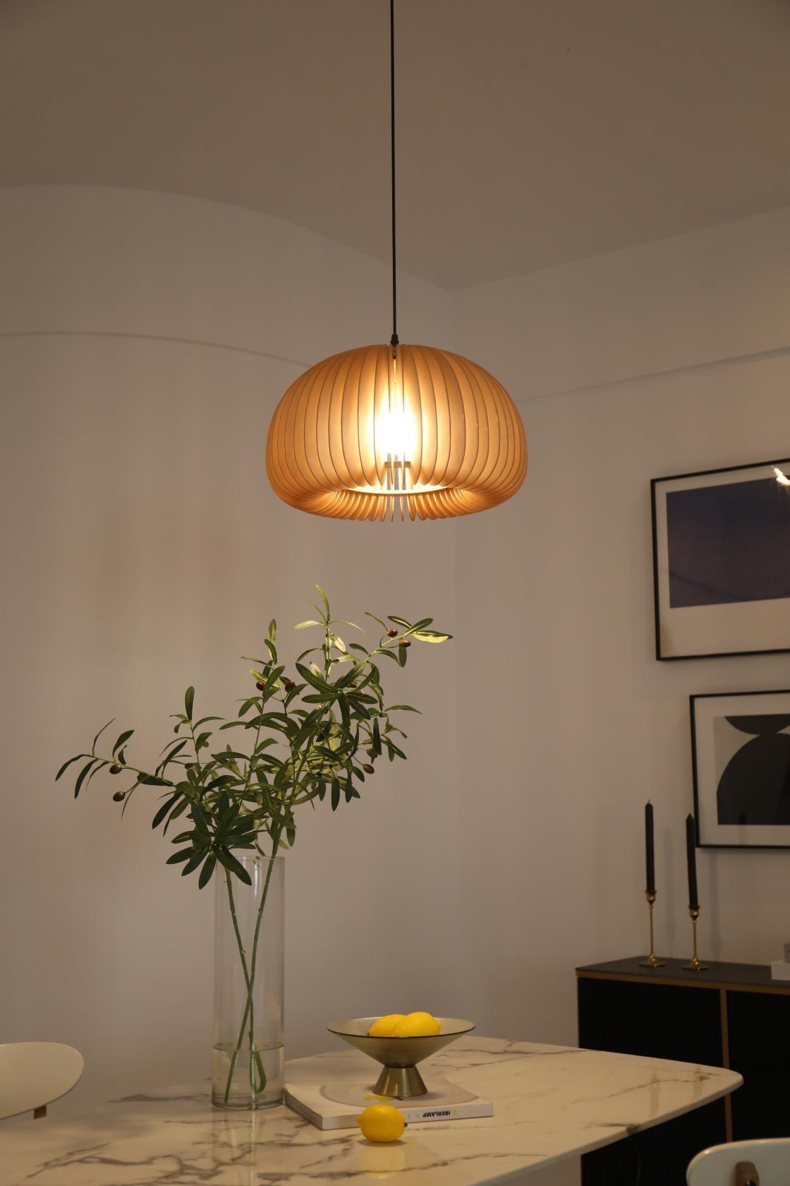 Doren Pendant Lamp Wood Pumpkin Dome Nordic-Neutral Decor