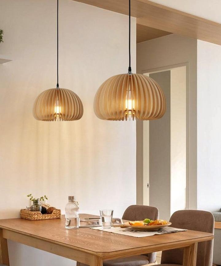 Doren Pendant Lamp Wood Pumpkin Dome Nordic-Neutral Decor