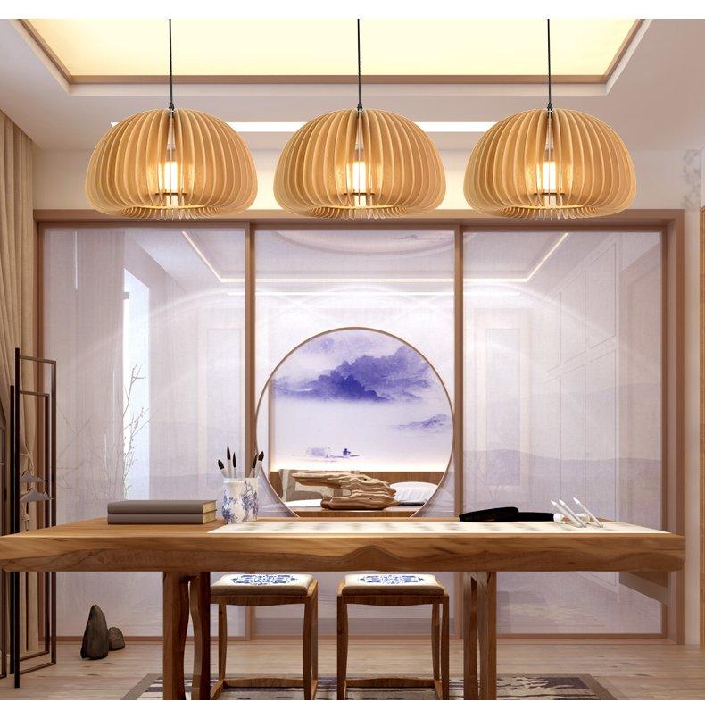 Doren Pendant Lamp Wood Pumpkin Dome Nordic-Neutral Decor