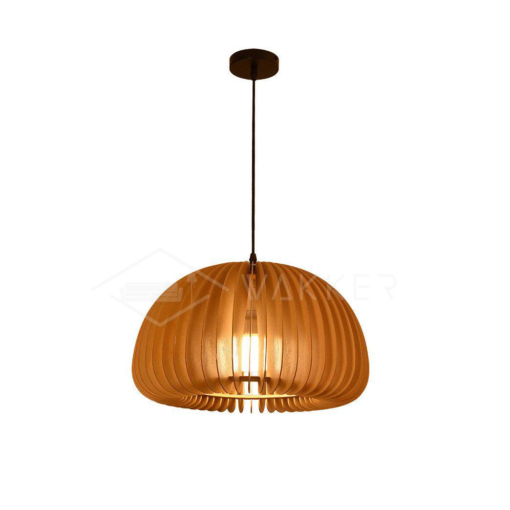 Doren Pendant Lamp Wood Pumpkin Dome Nordic-Neutral Decor