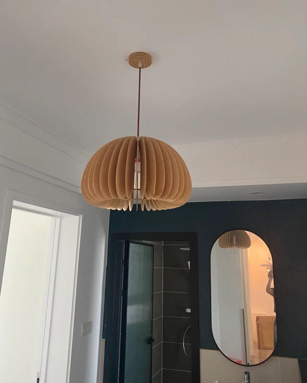 Doren Pendant Lamp Wood Pumpkin Dome Nordic-Neutral Decor