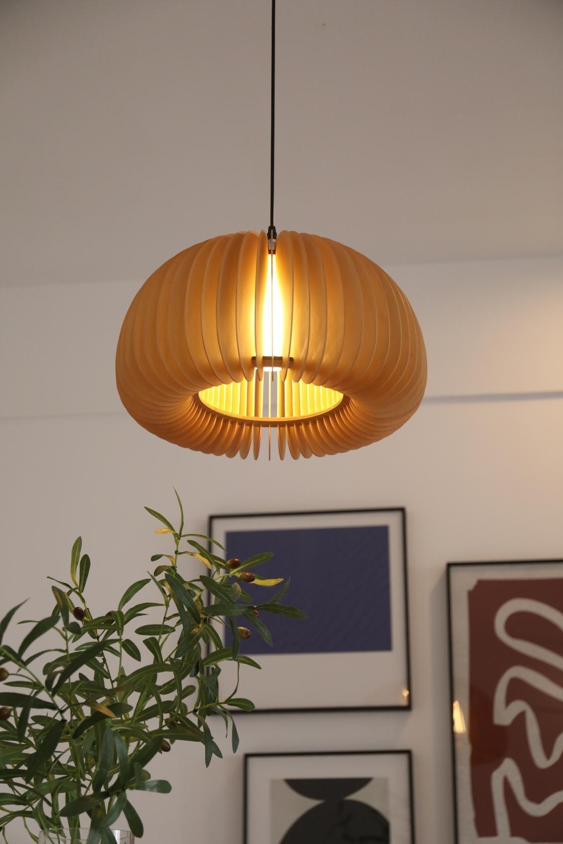 Doren Pendant Lamp Wood Pumpkin Dome Nordic-Neutral Decor