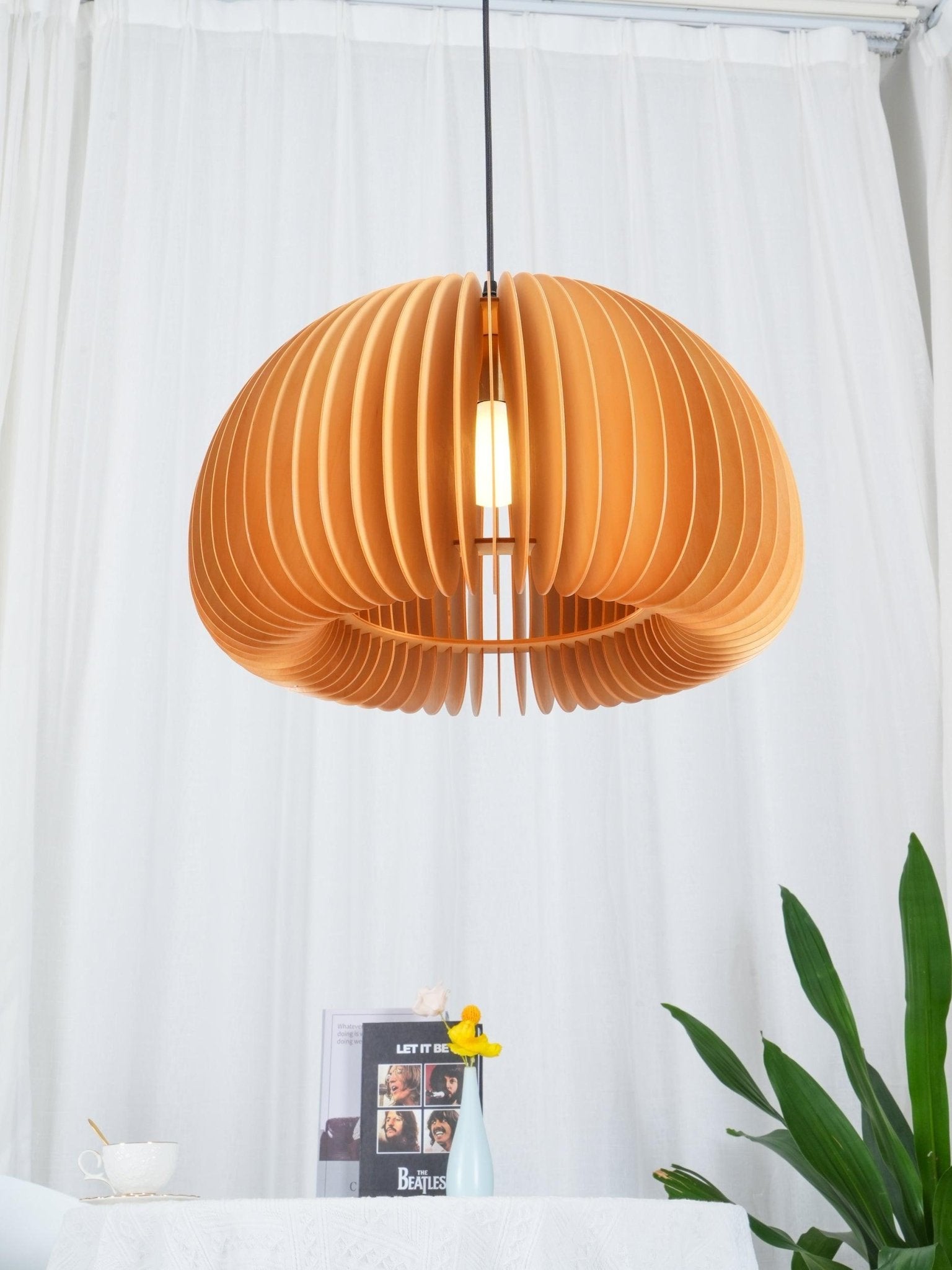 Doren Pendant Lamp Wood Pumpkin Dome Nordic-Neutral Decor