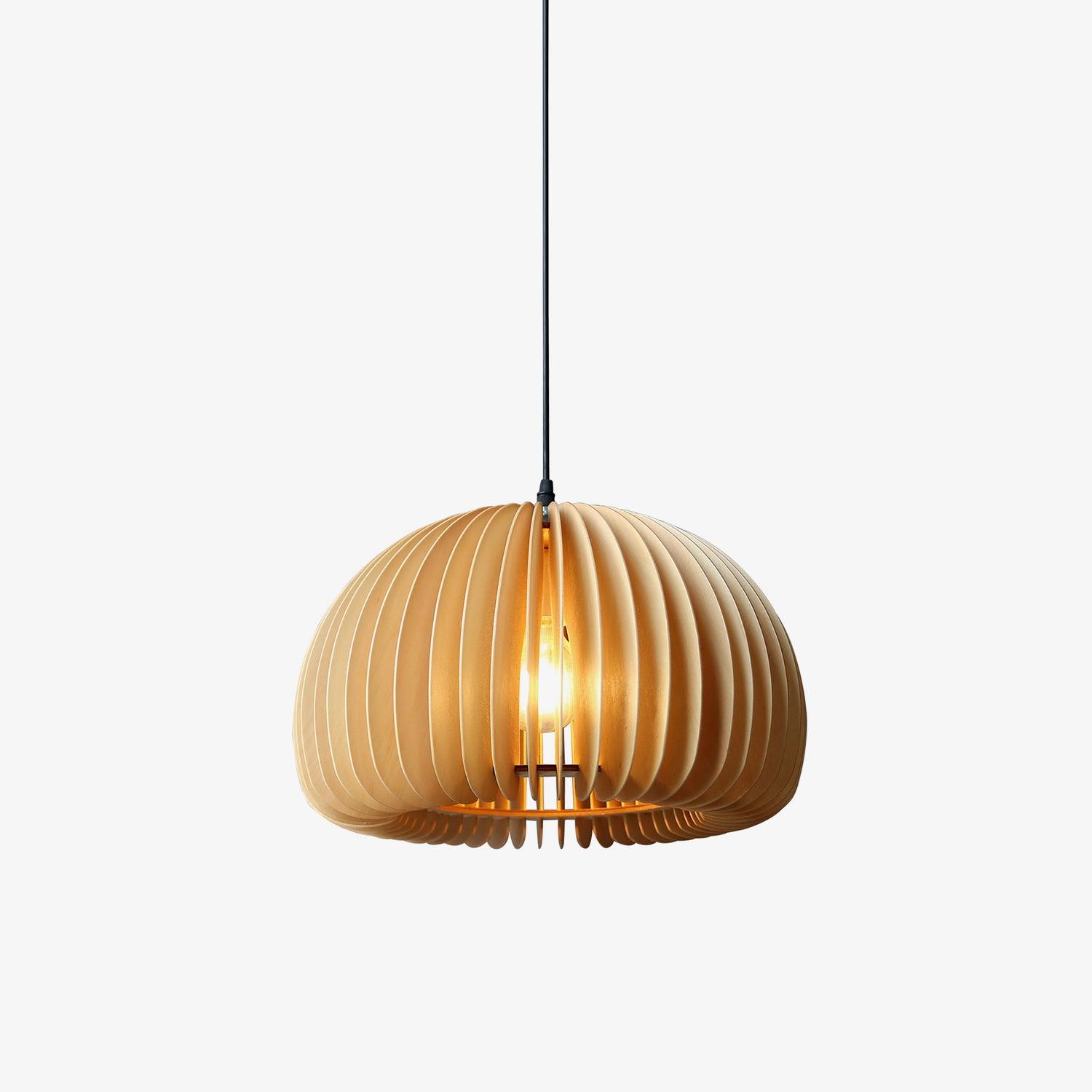 Doren Pendant Lamp Wood Pumpkin Dome Nordic-Neutral Decor