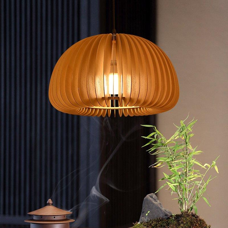 Doren Pendant Lamp Wood Pumpkin Dome Nordic-Neutral Decor