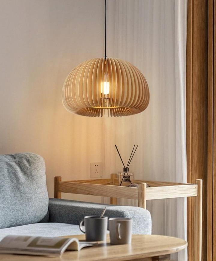 Doren Pendant Lamp Wood Pumpkin Dome Nordic-Neutral Decor