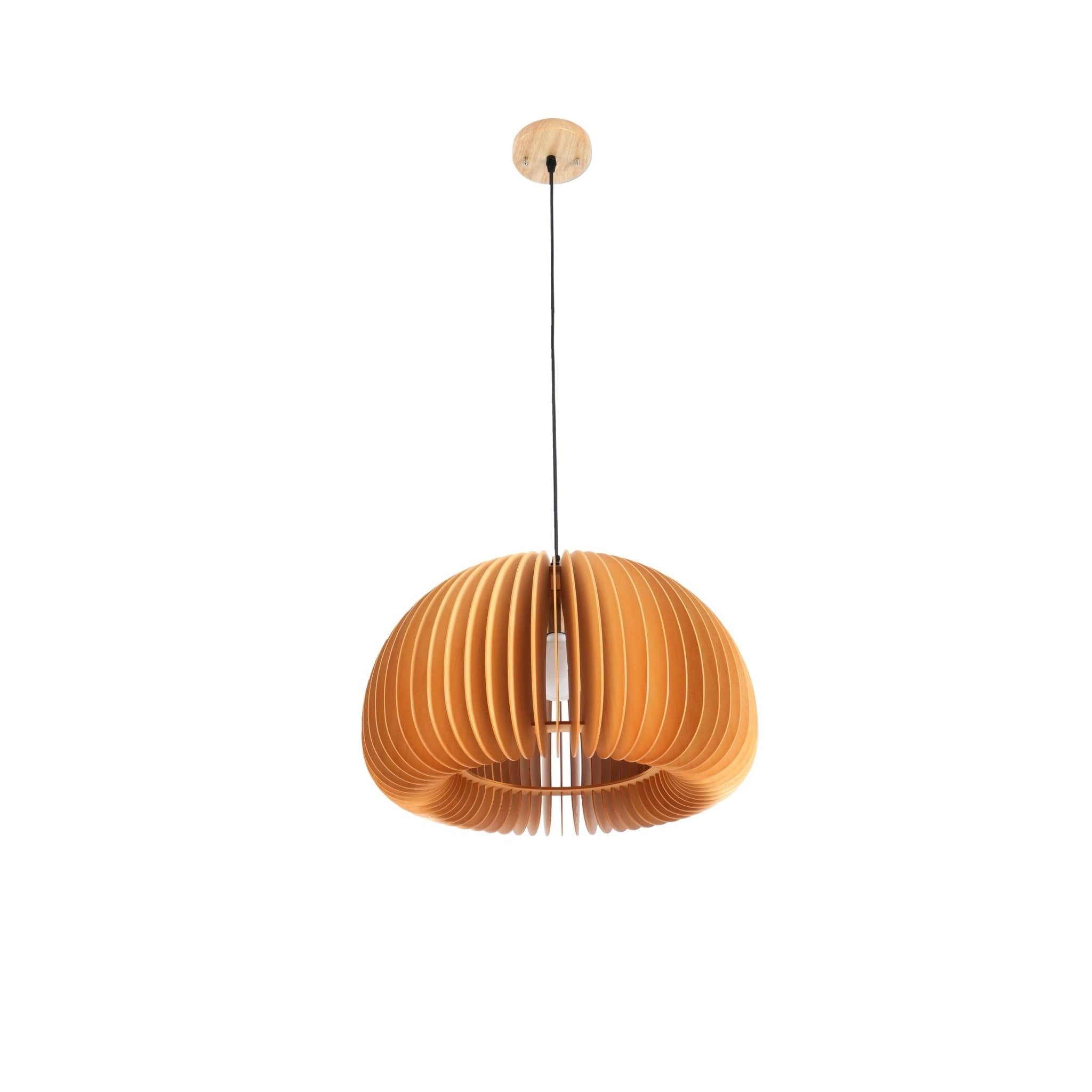 Doren Pendant Lamp Wood Pumpkin Dome Nordic-Neutral Decor