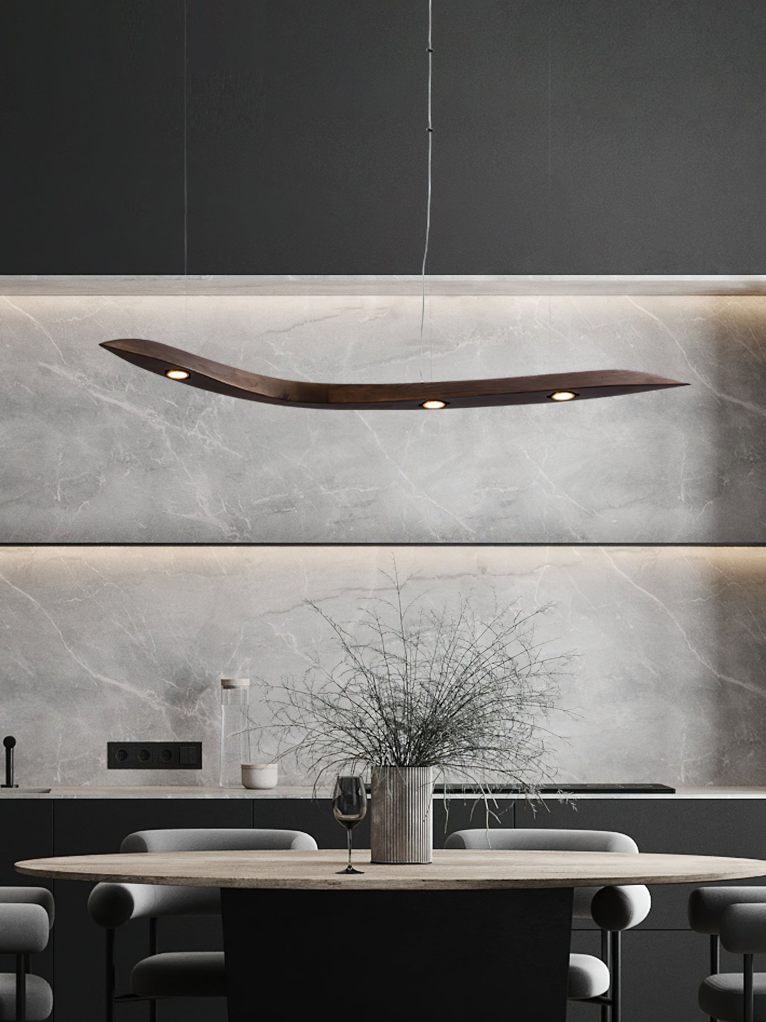 Queral Flow Minimalist Wood Pendant Lamp-Neutral Decor