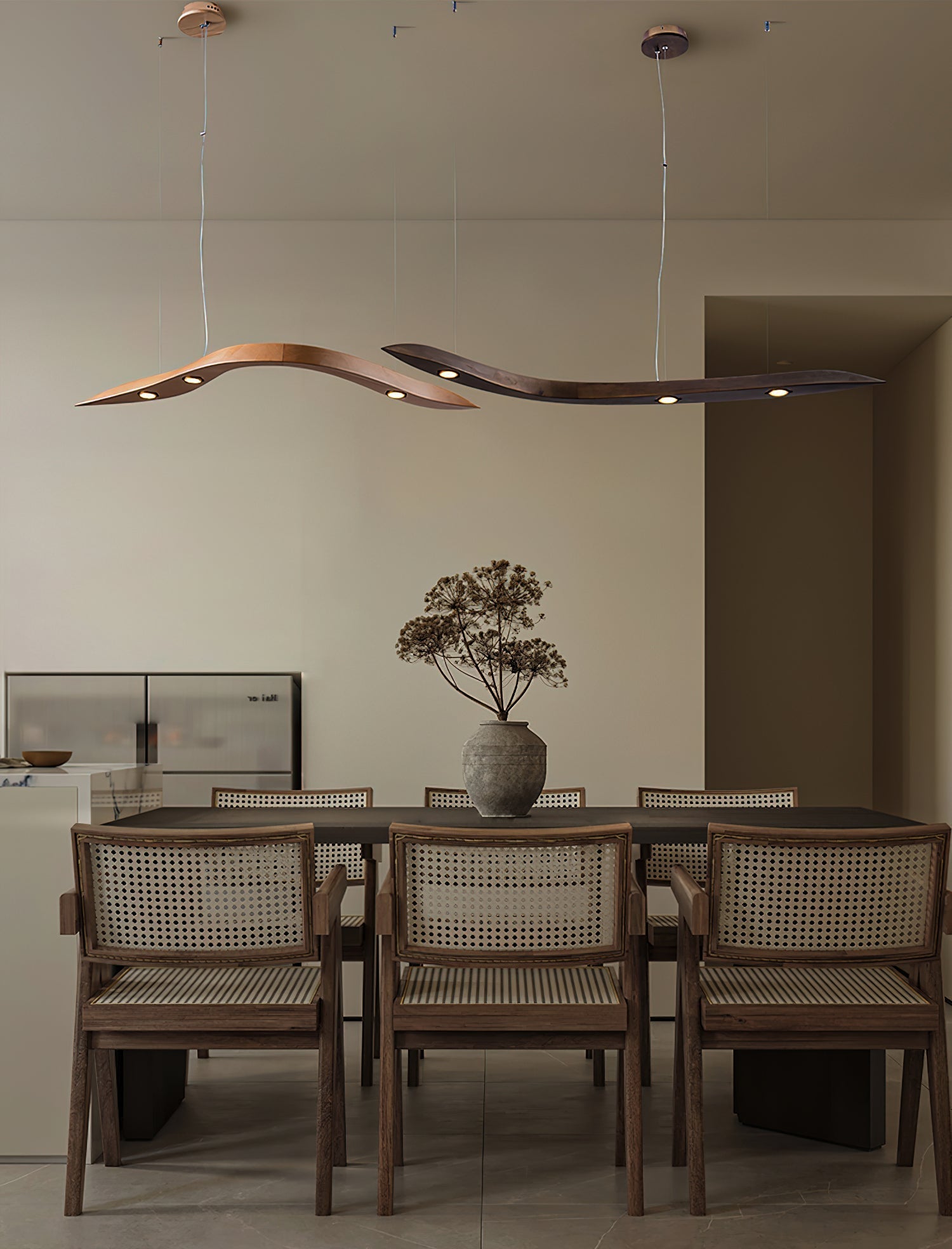 Queral Flow Minimalist Wood Pendant Lamp-Neutral Decor