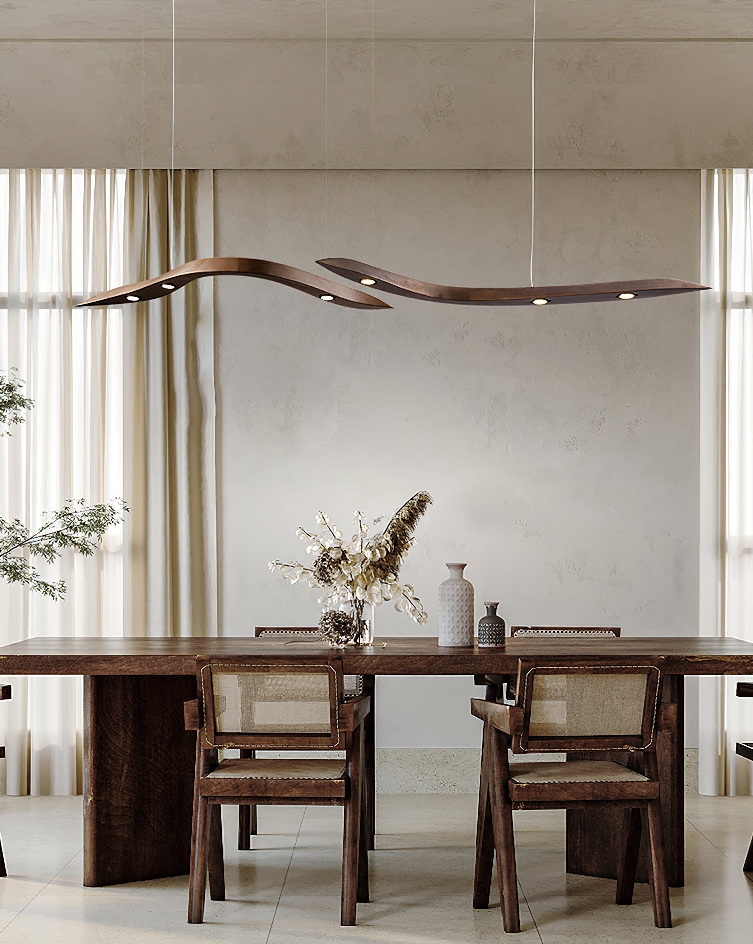 Queral Flow Minimalist Wood Pendant Lamp-Neutral Decor