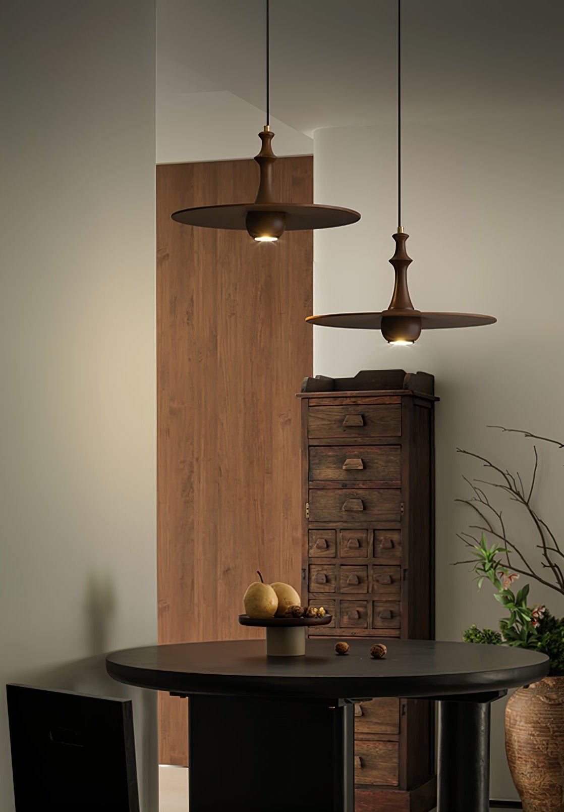 Spindle Wooden Spin Pendant Light-Neutral Decor