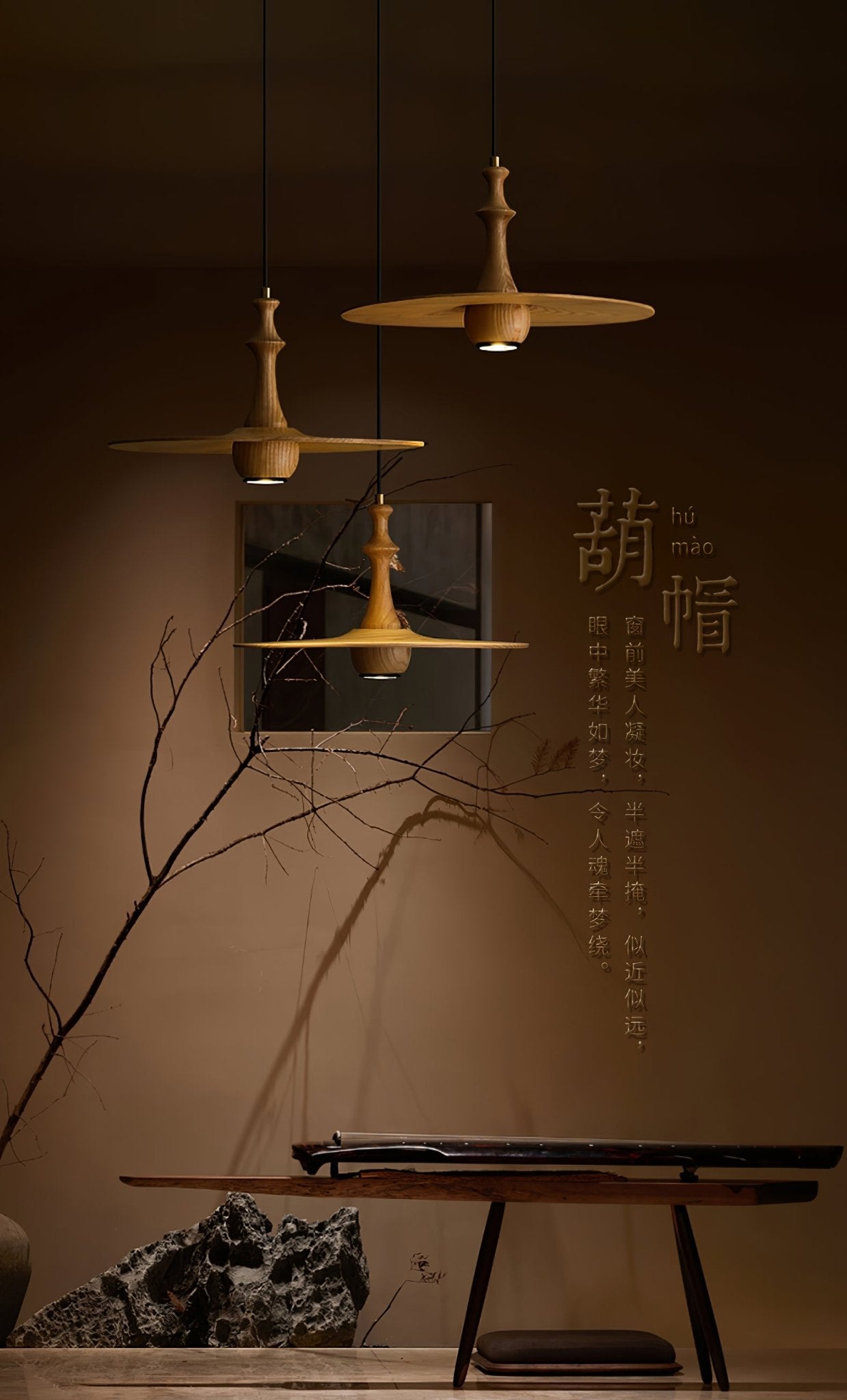 Spindle Wooden Spin Pendant Light-Neutral Decor