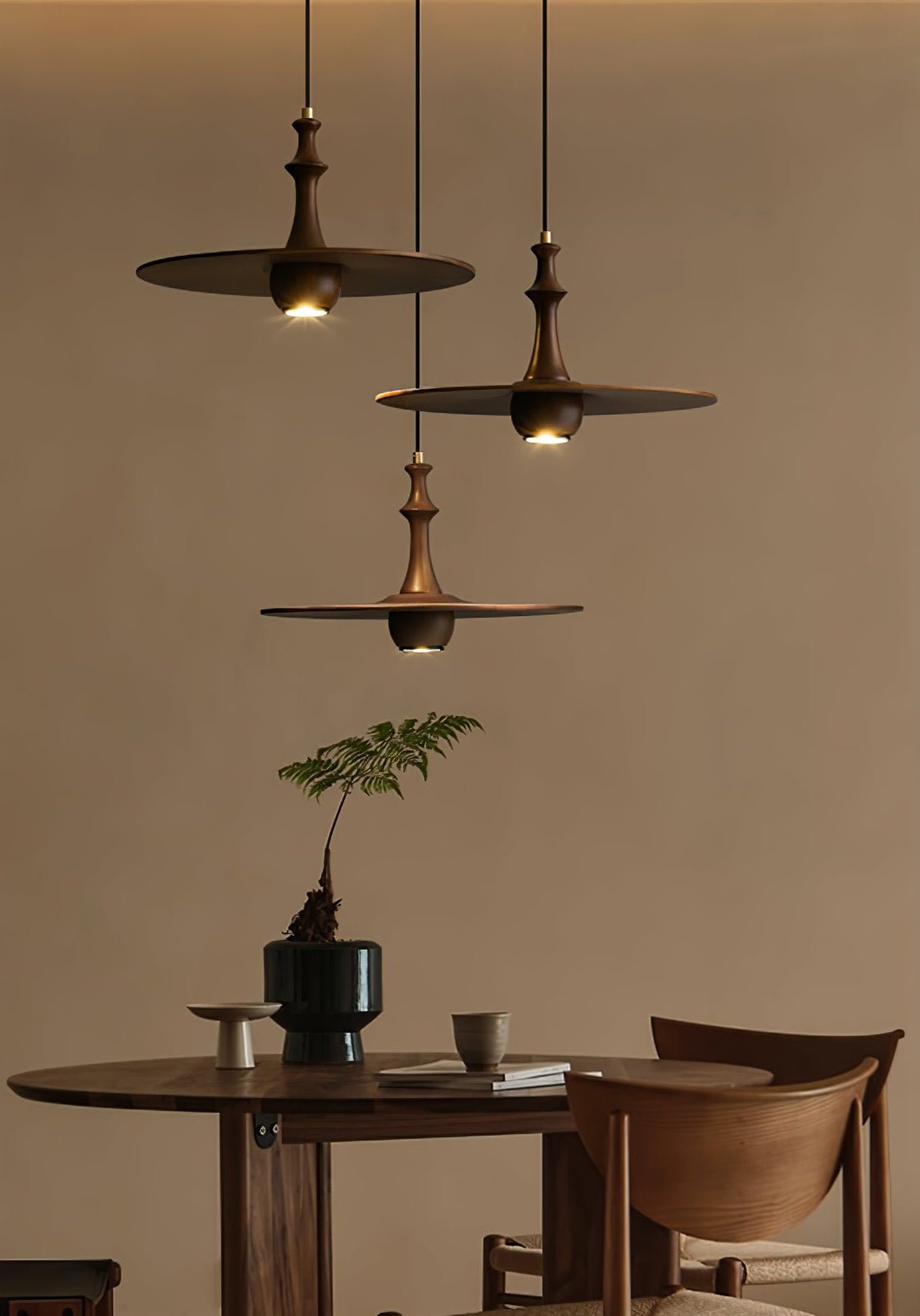 Spindle Wooden Spin Pendant Light-Neutral Decor