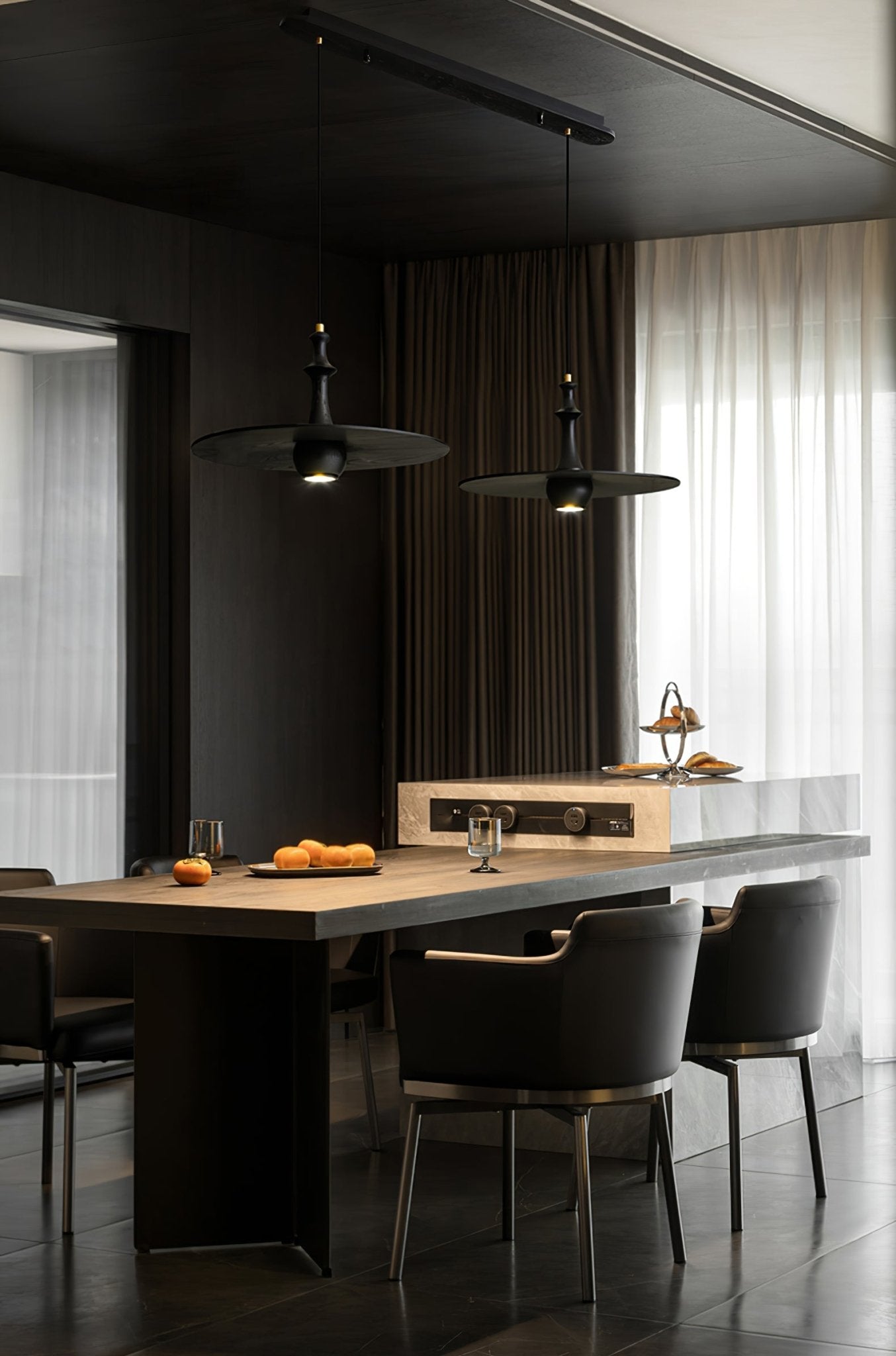 Spindle Wooden Spin Pendant Light-Neutral Decor