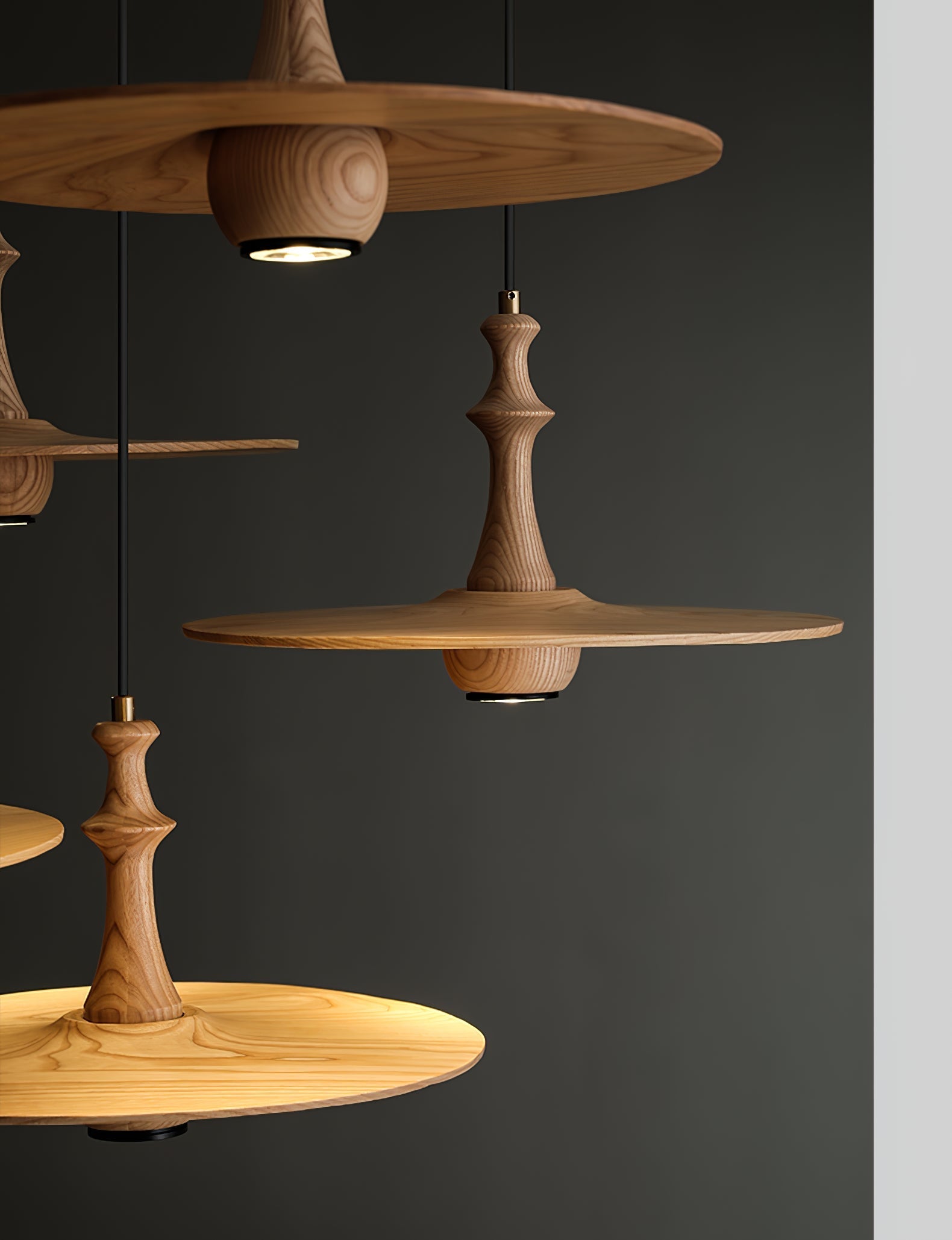 Spindle Wooden Spin Pendant Light-Neutral Decor