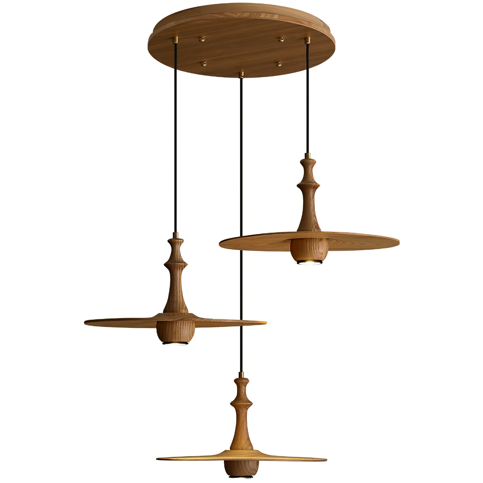 Spindle Wooden Spin Pendant Light-Neutral Decor