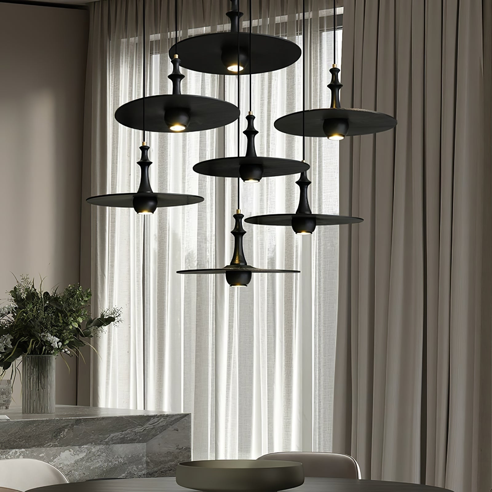 Spindle Wooden Spin Pendant Light-Neutral Decor