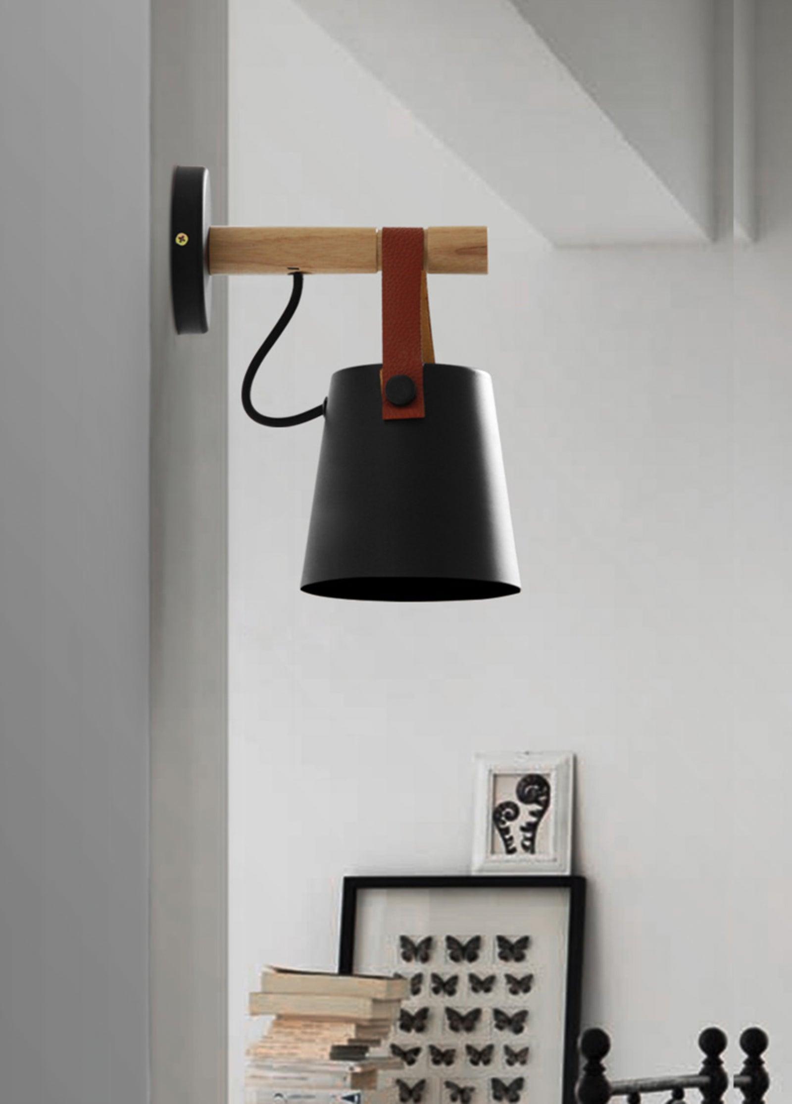 Virixon Wood Leather Wall Lamp-Neutral Decor