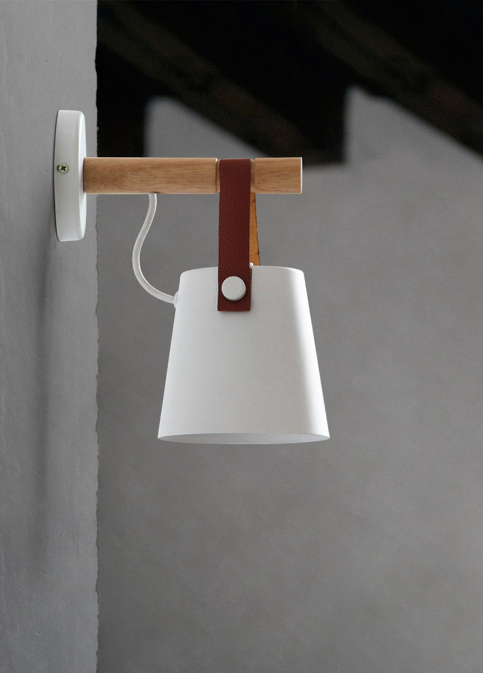 Virixon Wood Leather Wall Lamp-Neutral Decor