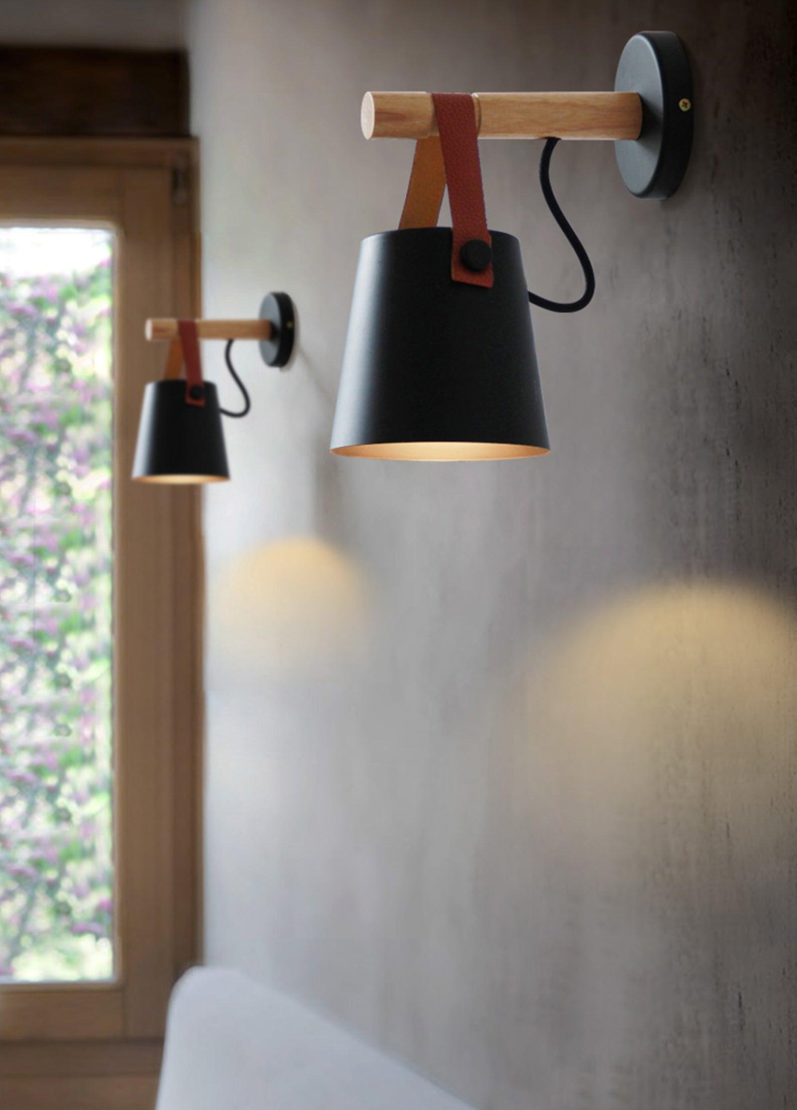 Virixon Wood Leather Wall Lamp-Neutral Decor