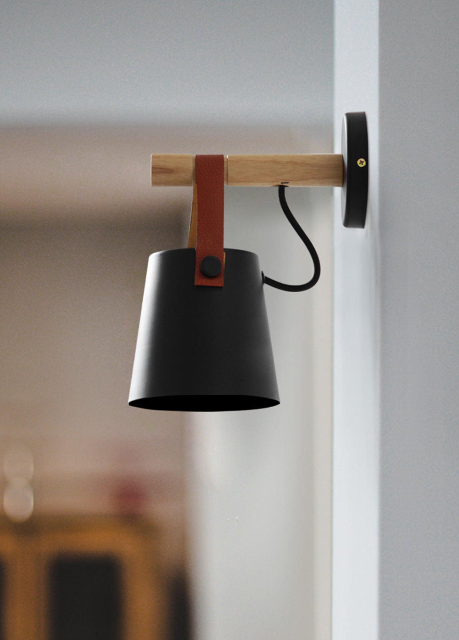 Virixon Wood Leather Wall Lamp-Neutral Decor