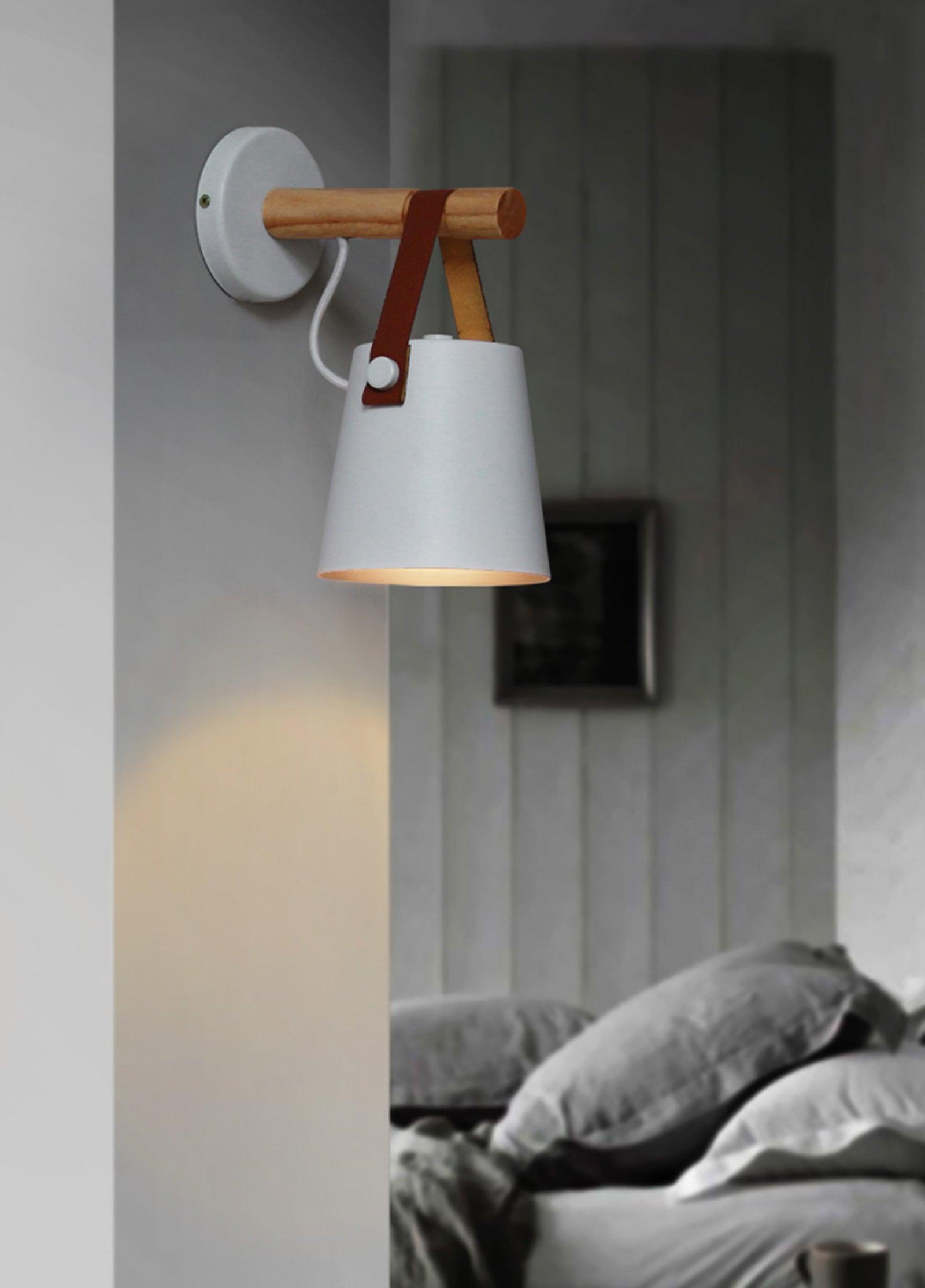 Virixon Wood Leather Wall Lamp-Neutral Decor