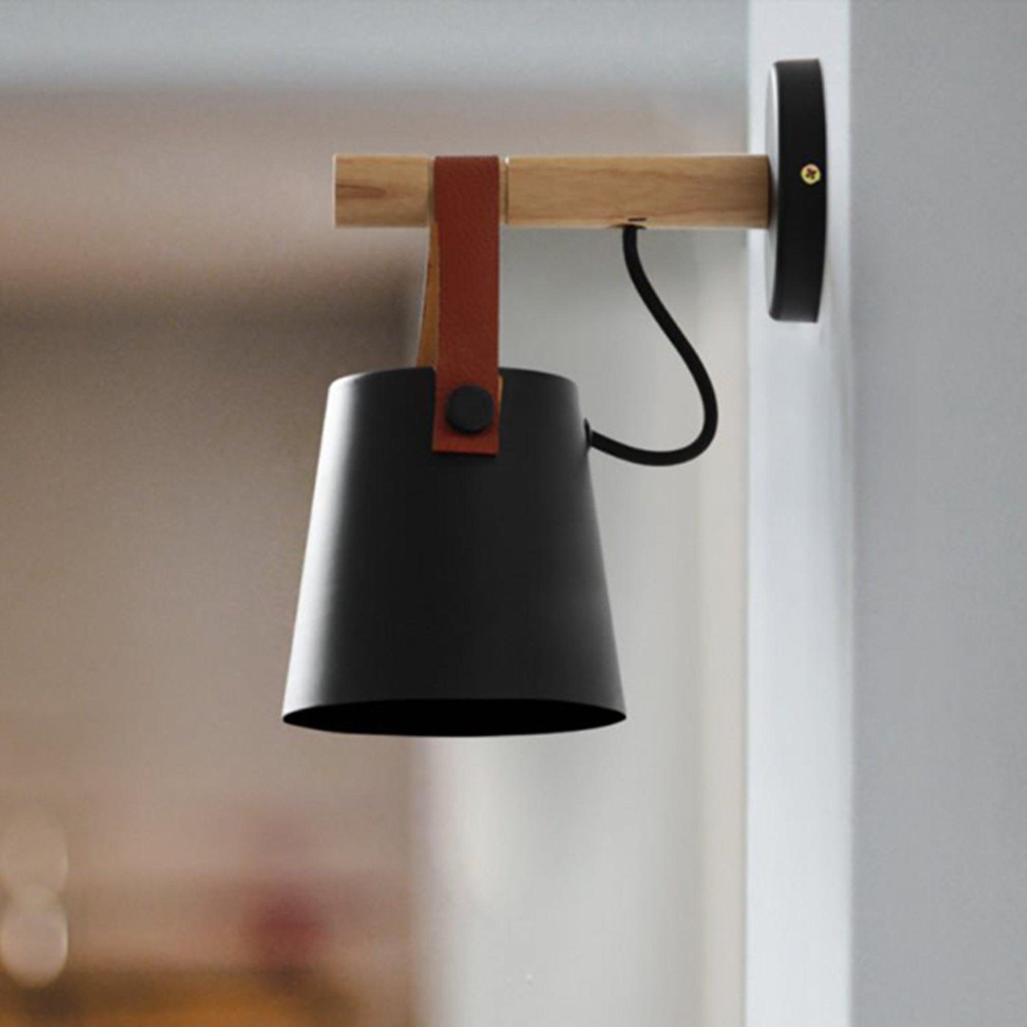 Virixon Wood Leather Wall Lamp-Neutral Decor